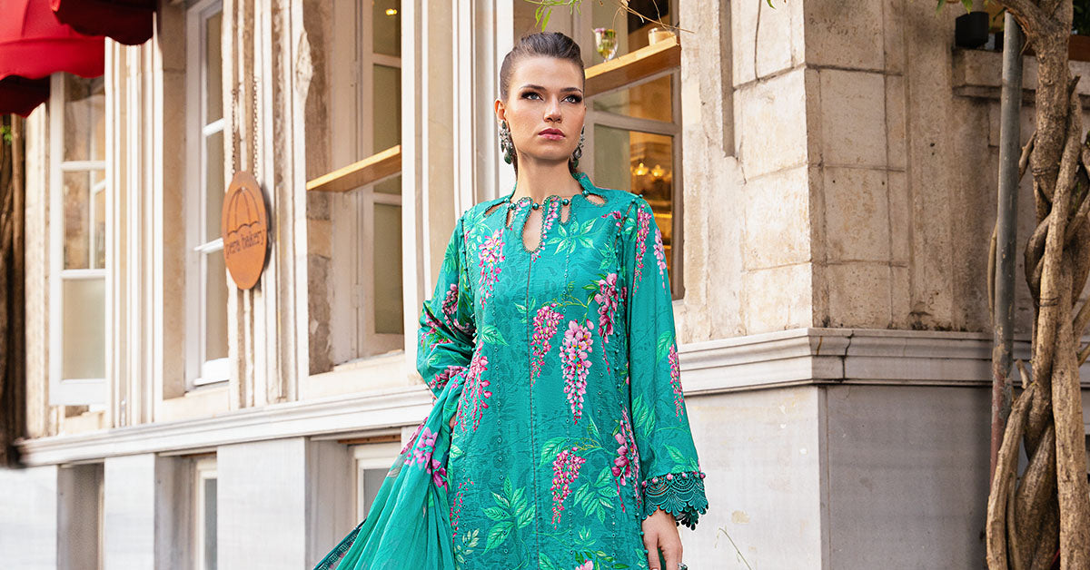 3 Piece Unstitched Printed Cambric Suit | Mpt-2301-A