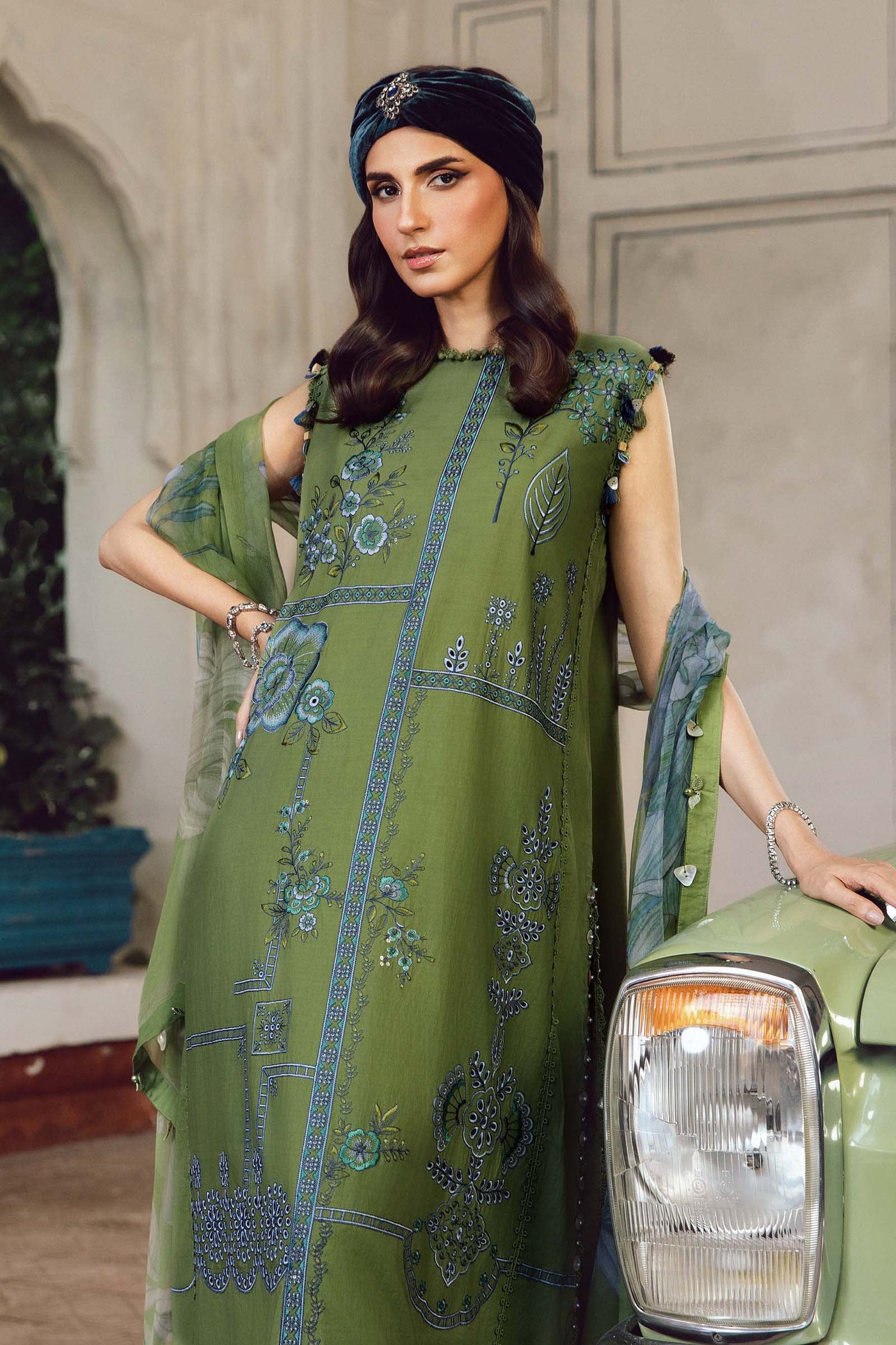3 Piece Unstitched Embroidered Cambric Suit | Mpt-2701-A
