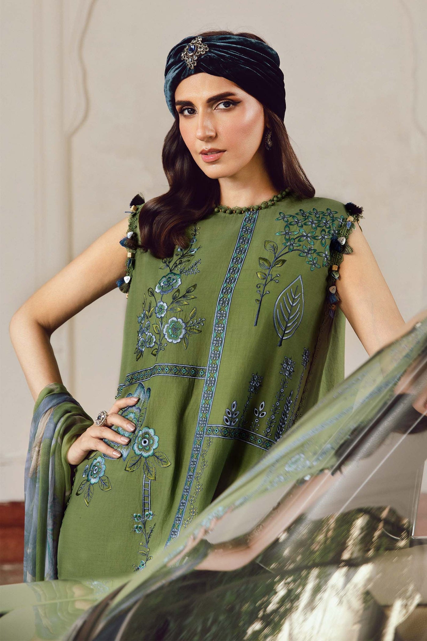 3 Piece Unstitched Embroidered Cambric Suit | Mpt-2701-A