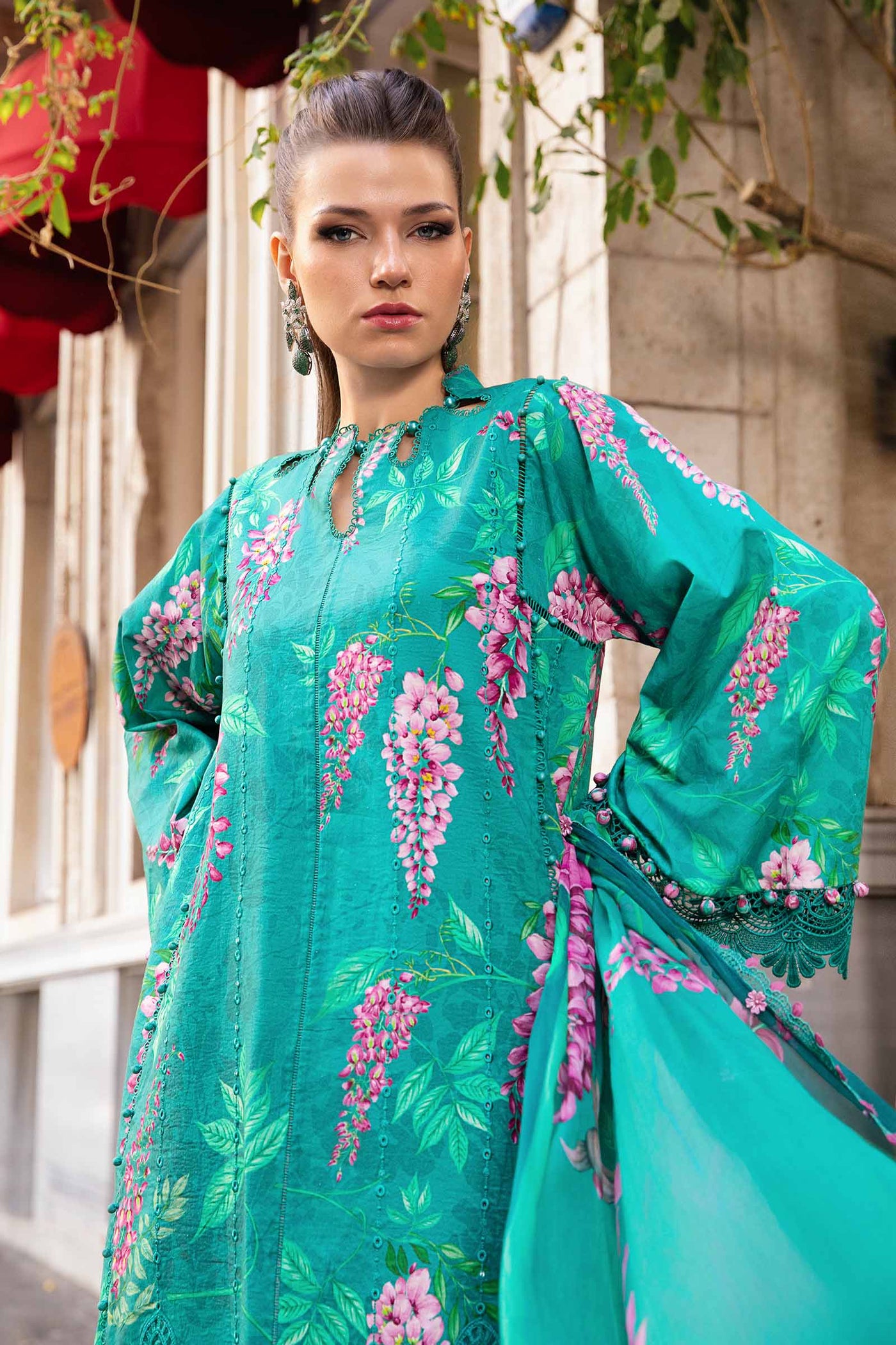 3 Piece Unstitched Printed Cambric Suit | Mpt-2301-A