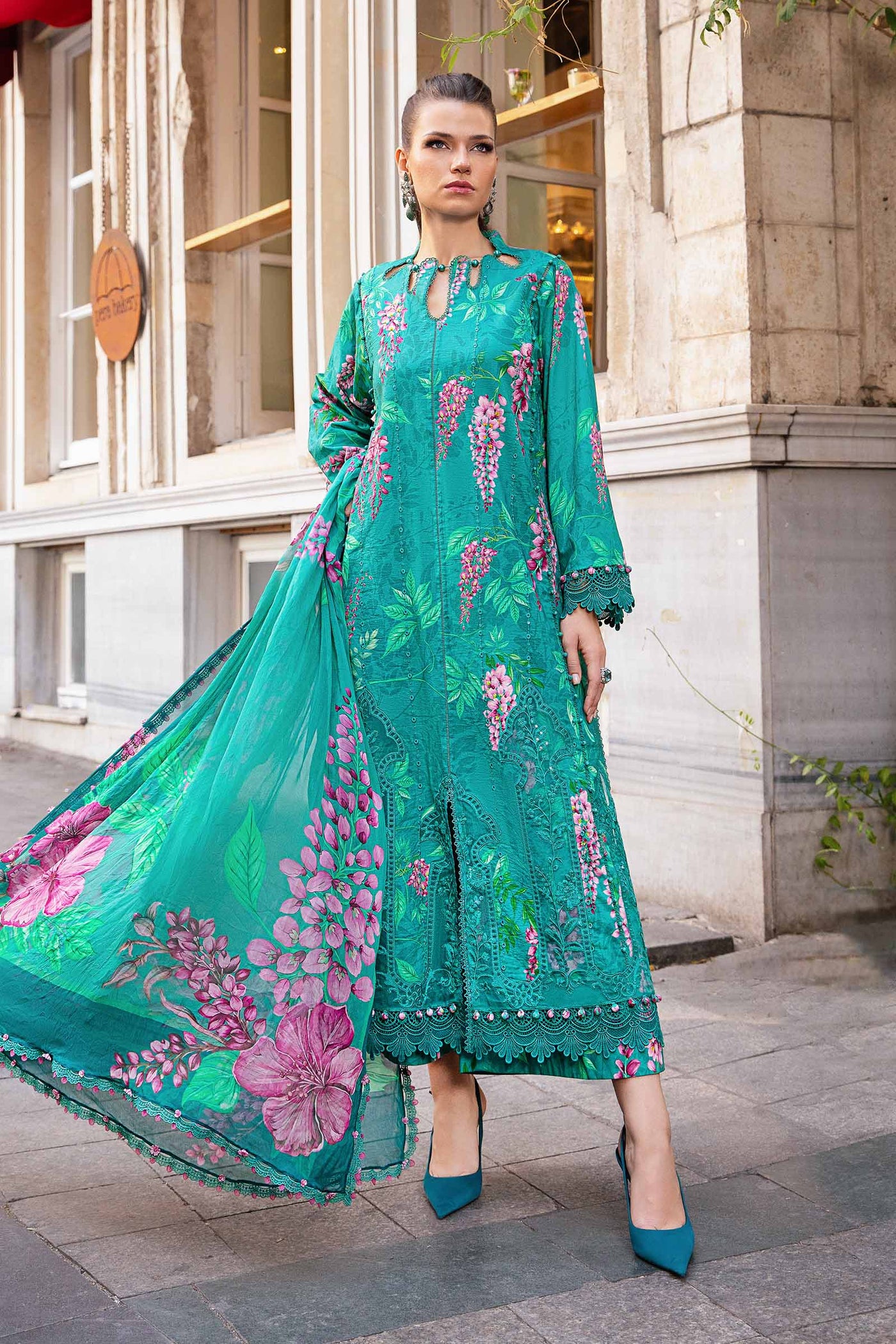 3 Piece Unstitched Printed Cambric Suit | Mpt-2301-A