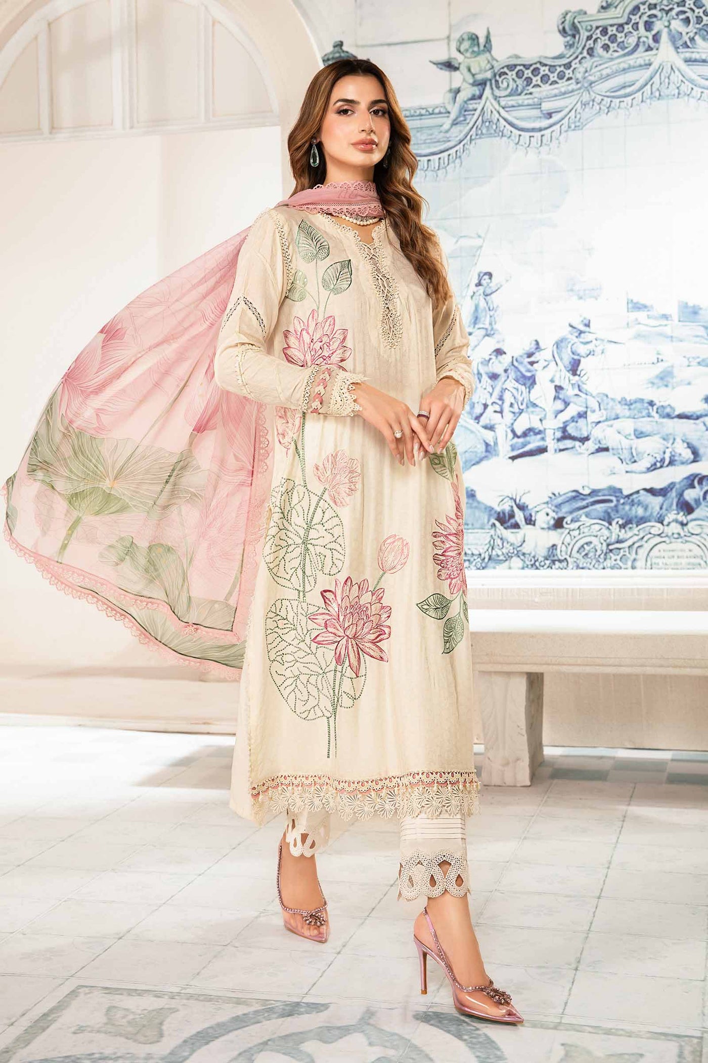 3 Piece Unstitched Printed Suit | Mpt-2201-A