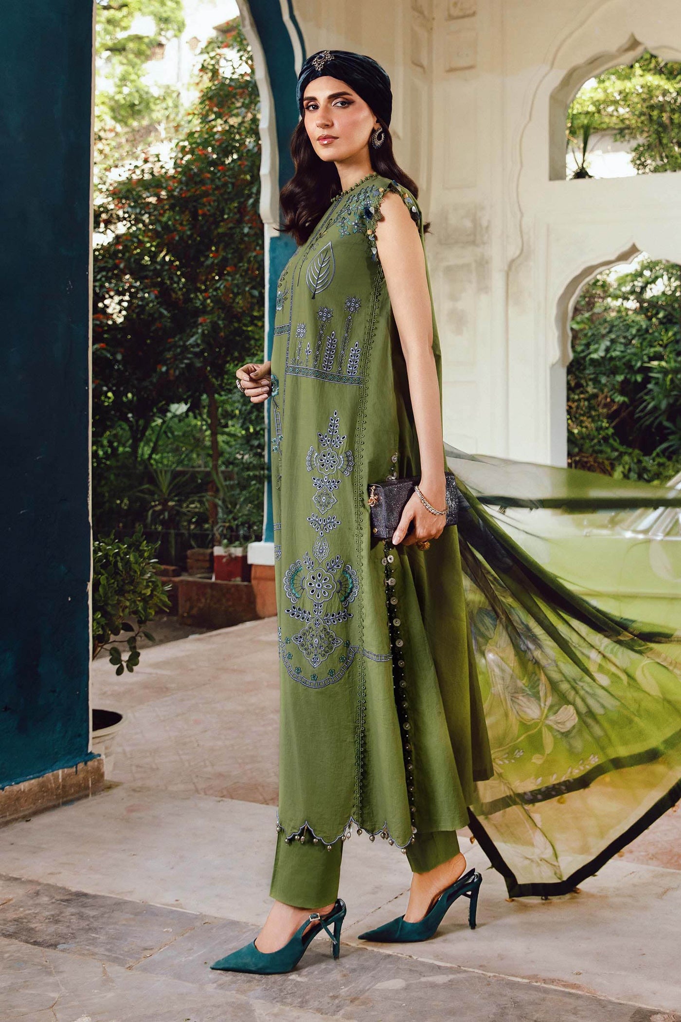 3 Piece Unstitched Embroidered Cambric Suit | Mpt-2701-A