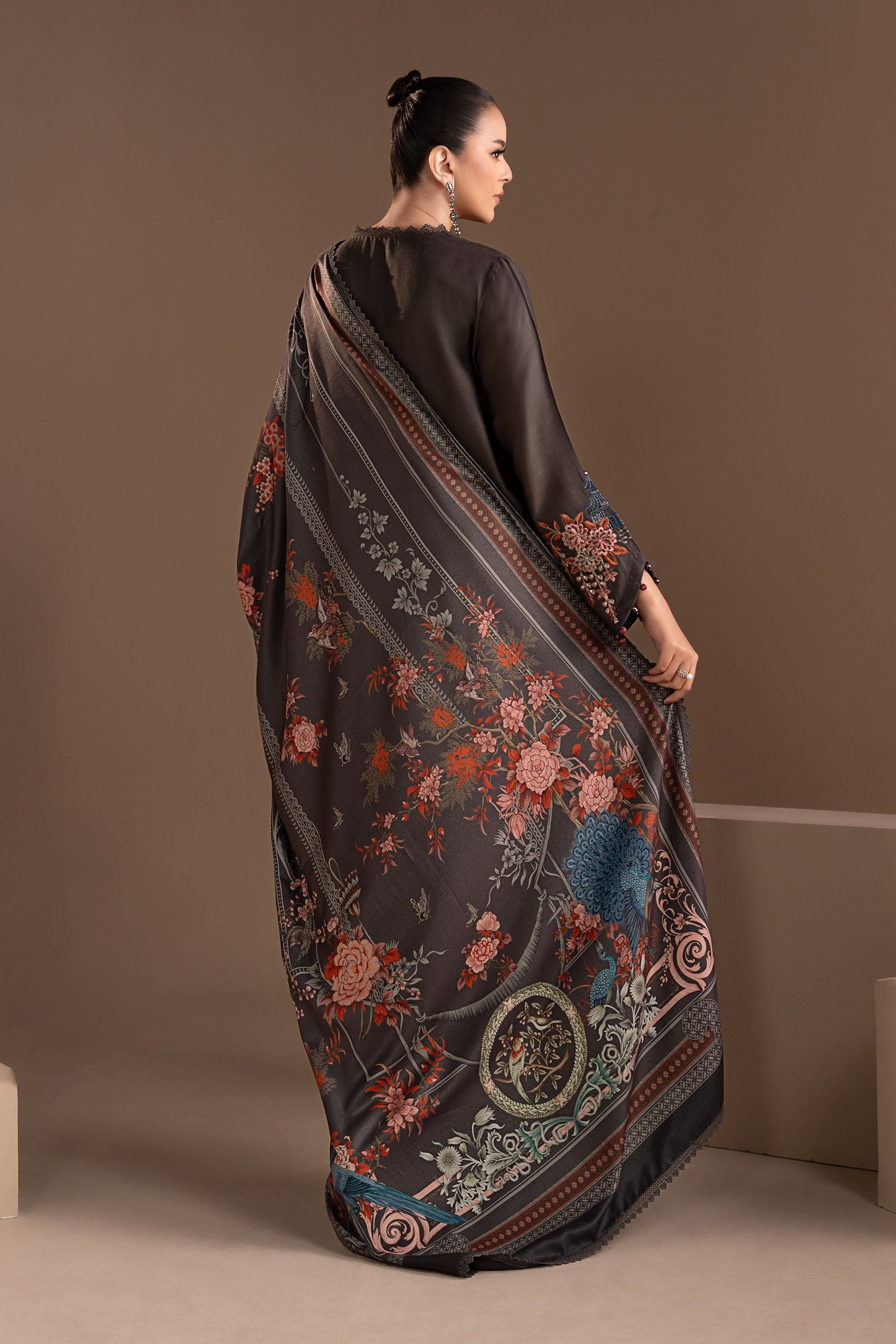 3 Piece Embroidered Twill Linen Suit