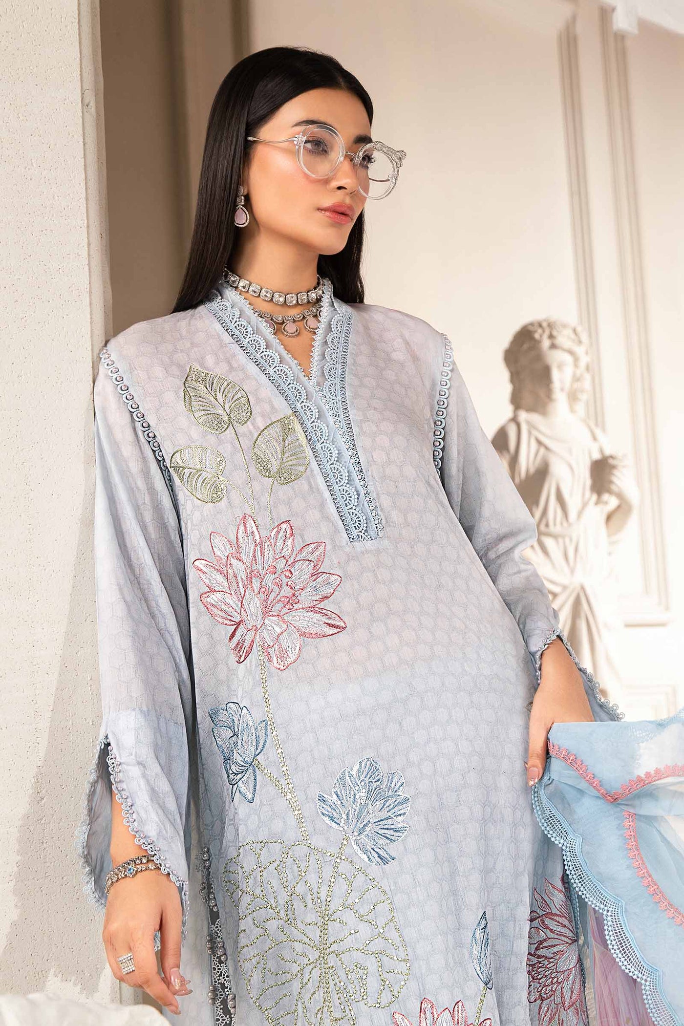 3 Piece Unstitched Printed Suit | Mpt-2201-B