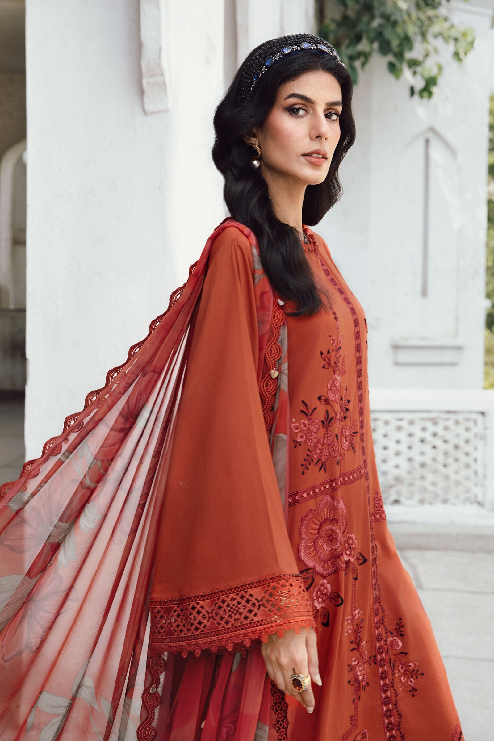 3 Piece Unstitched Embroidered Cambric Suit | MPT-2709-B