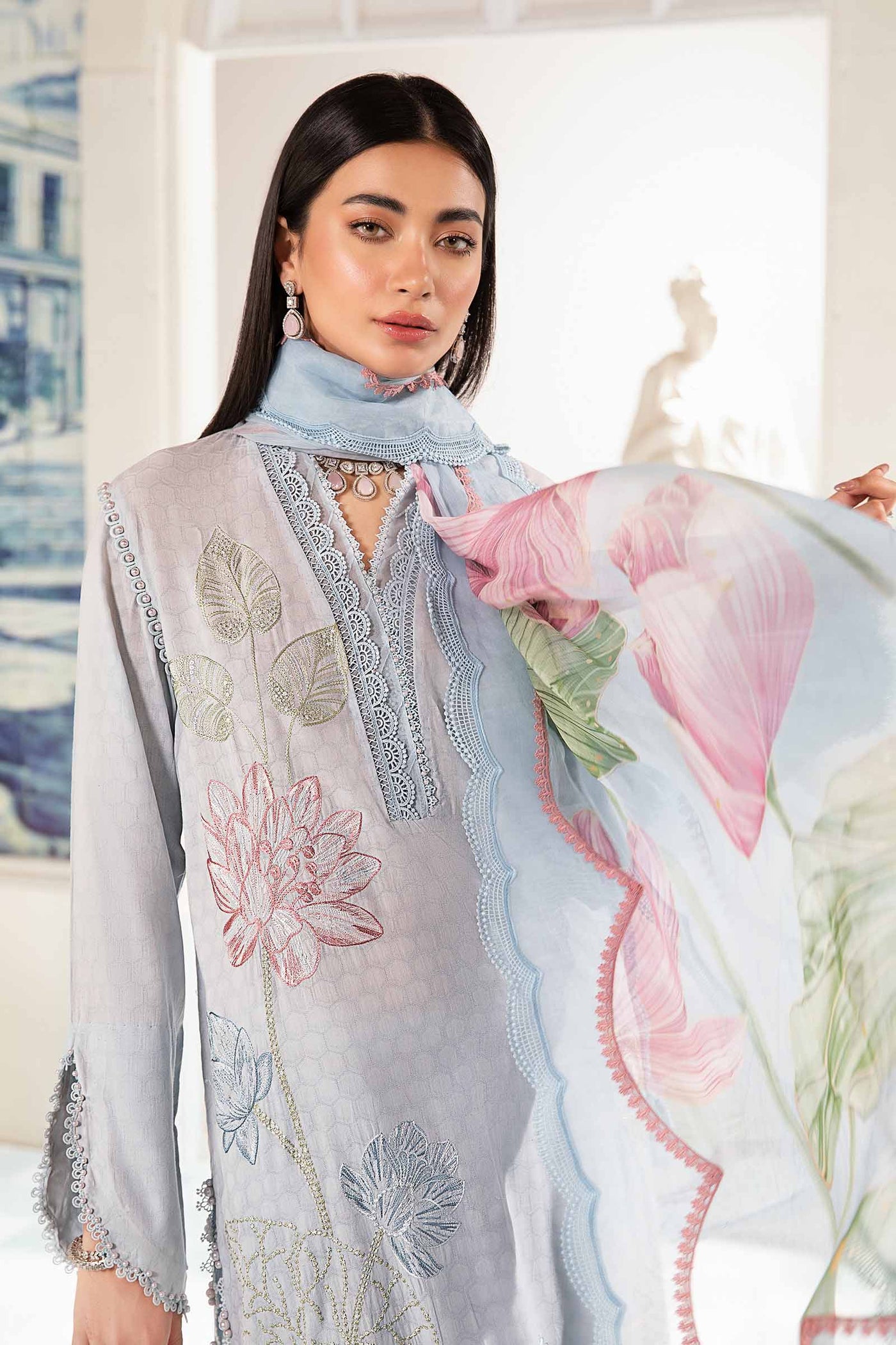 3 Piece Unstitched Printed Suit | Mpt-2201-B