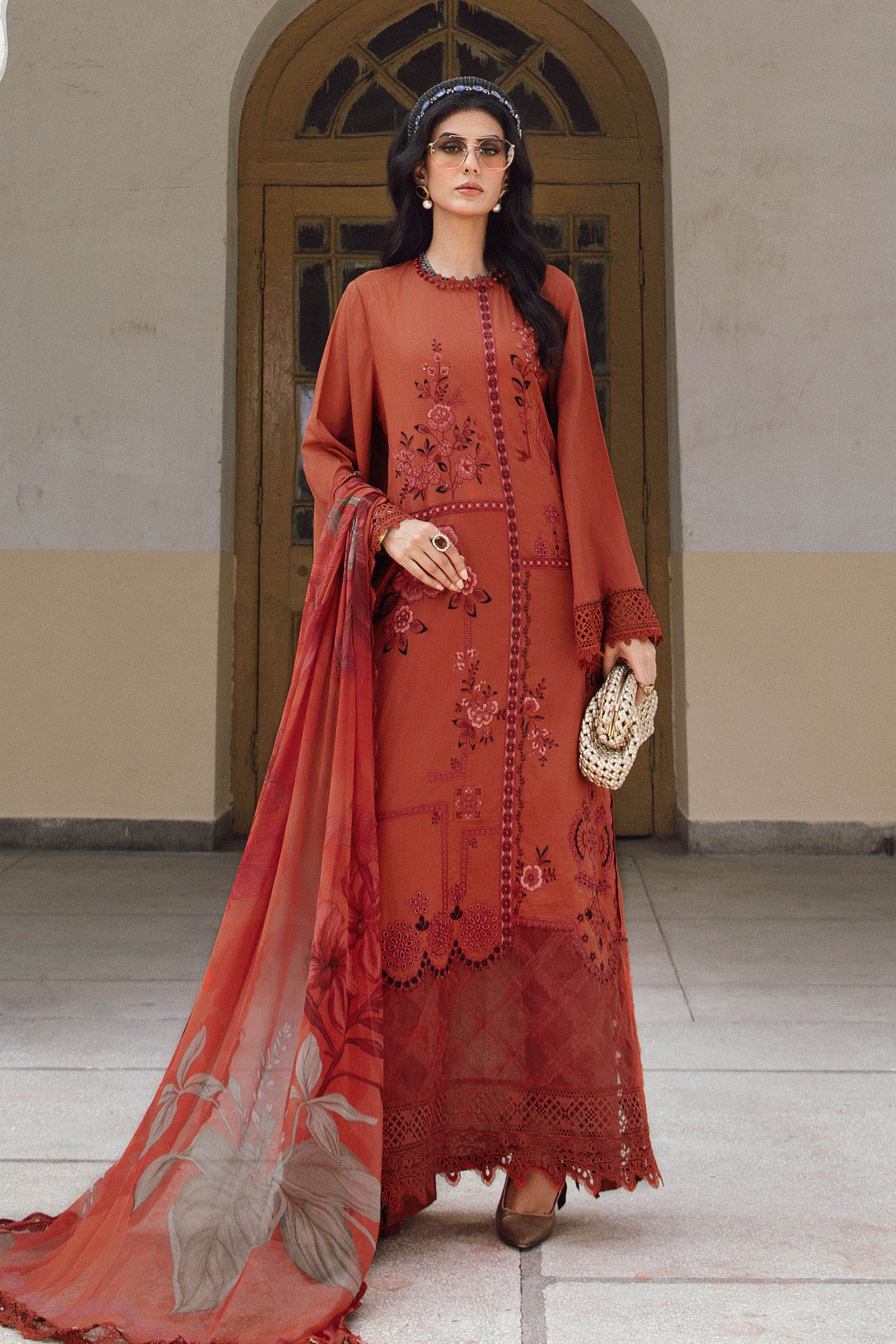 3 Piece Unstitched Embroidered Cambric Suit | MPT-2709-B