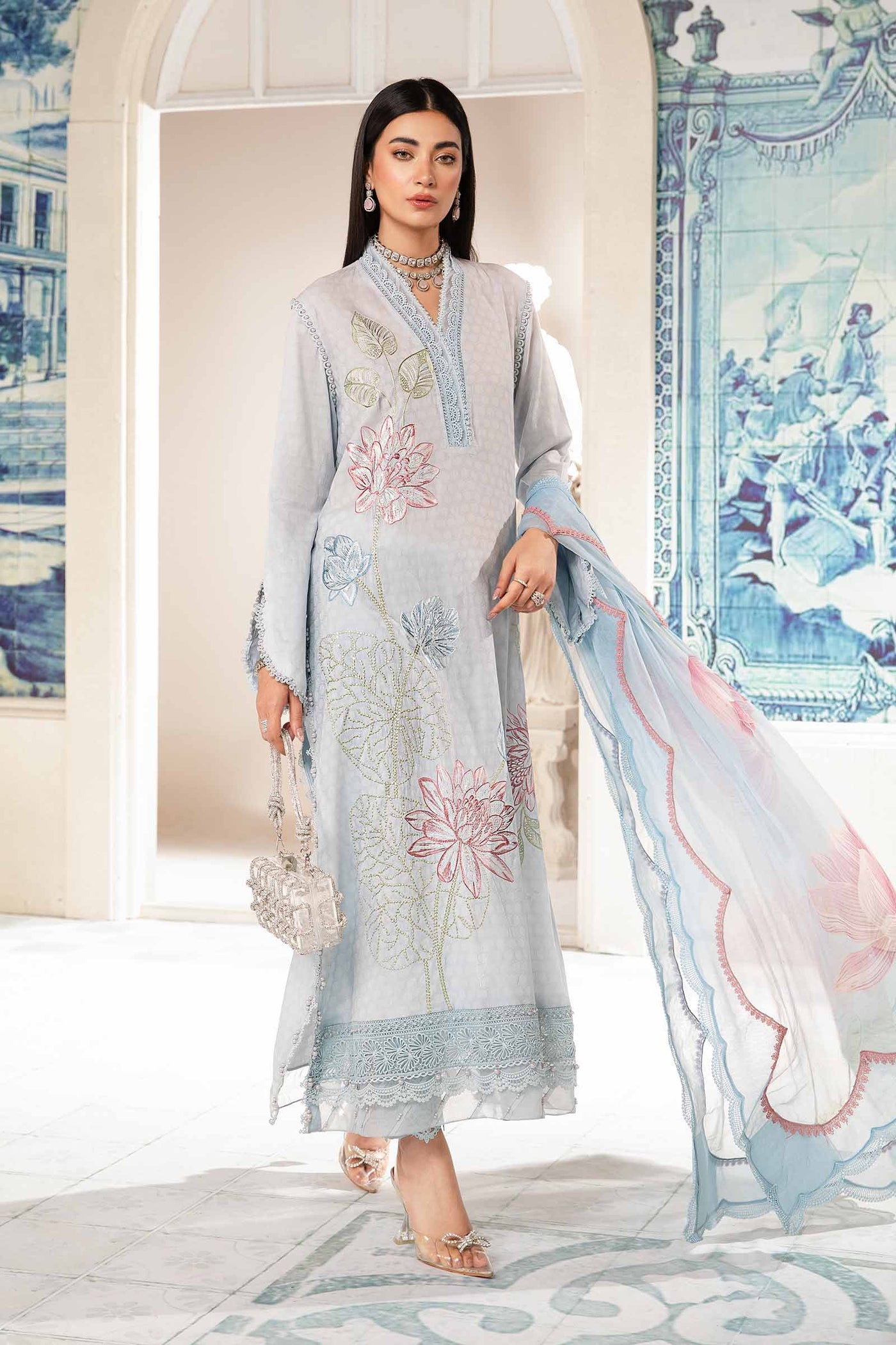 3 Piece Unstitched Printed Suit | Mpt-2201-B