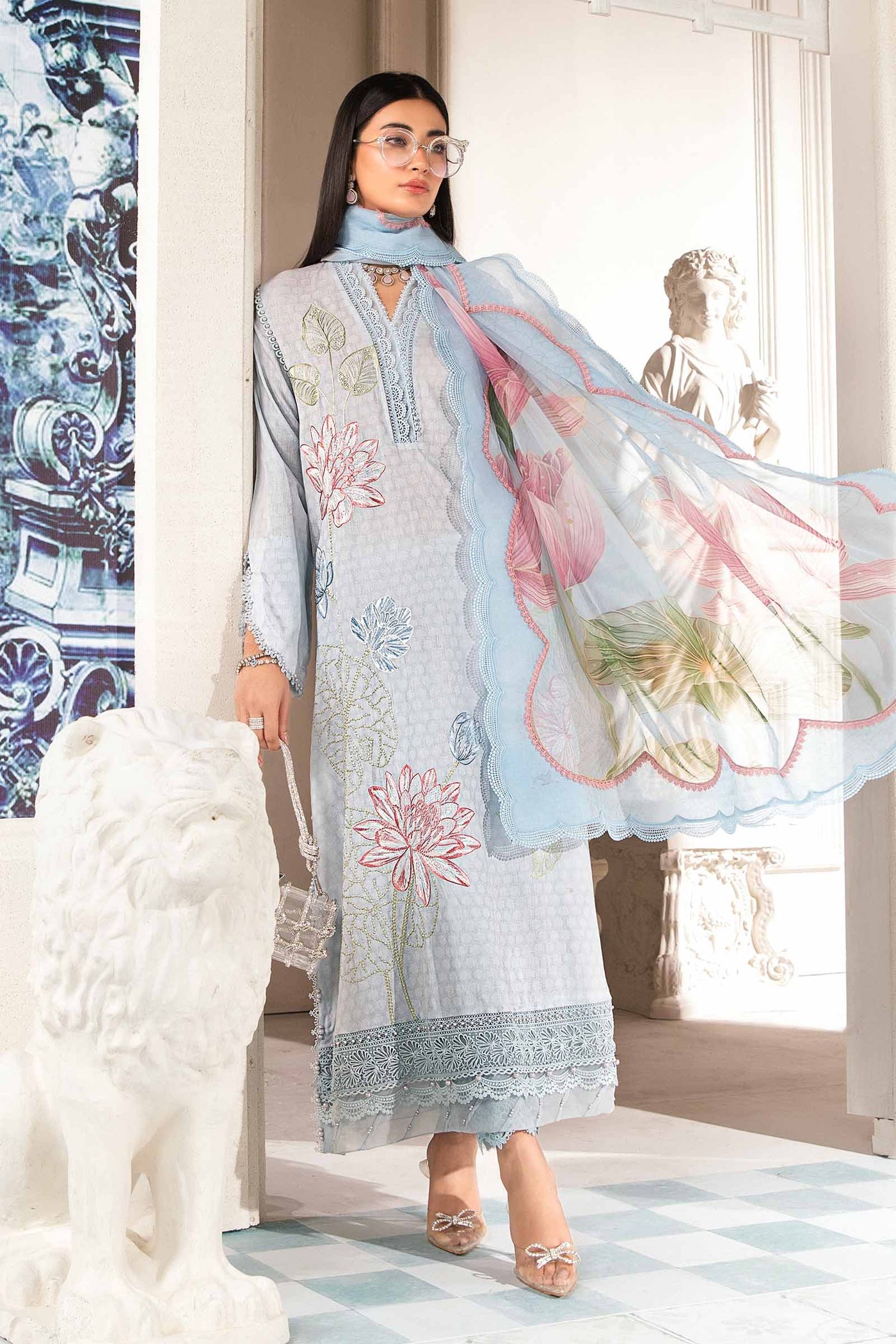 3 Piece Unstitched Printed Suit | Mpt-2201-B
