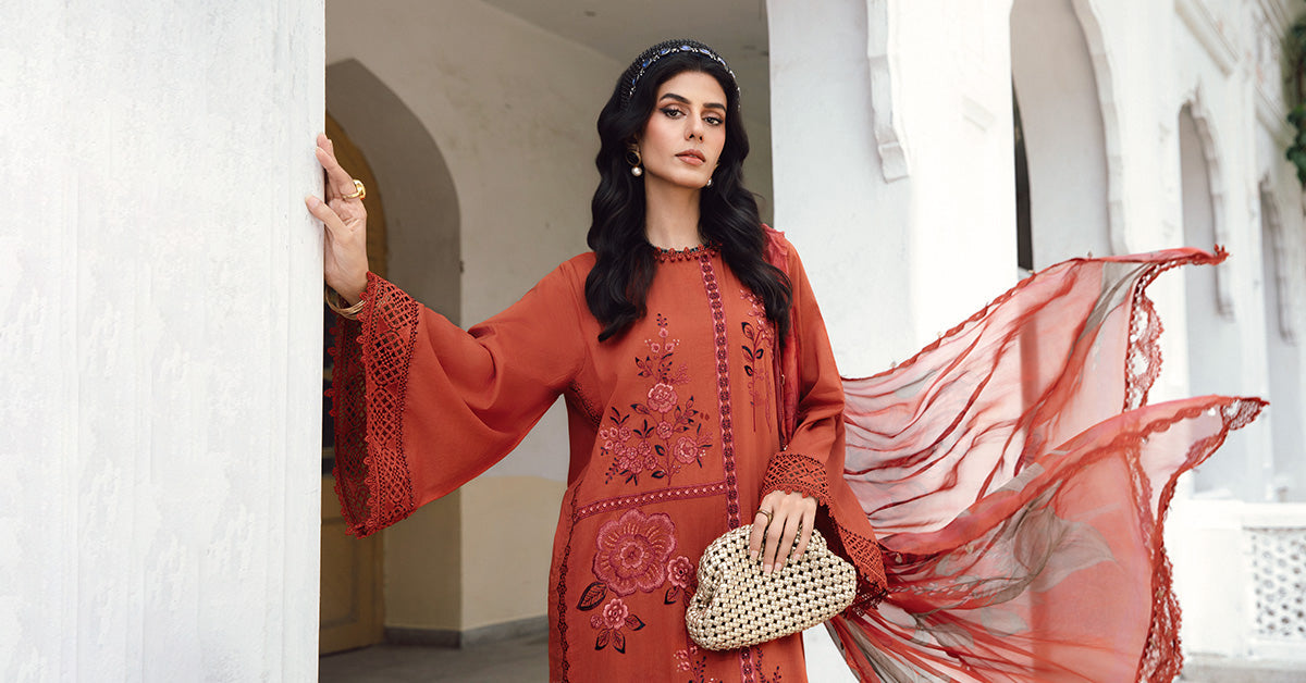 3 Piece Unstitched Embroidered Cambric Suit | MPT-2709-B