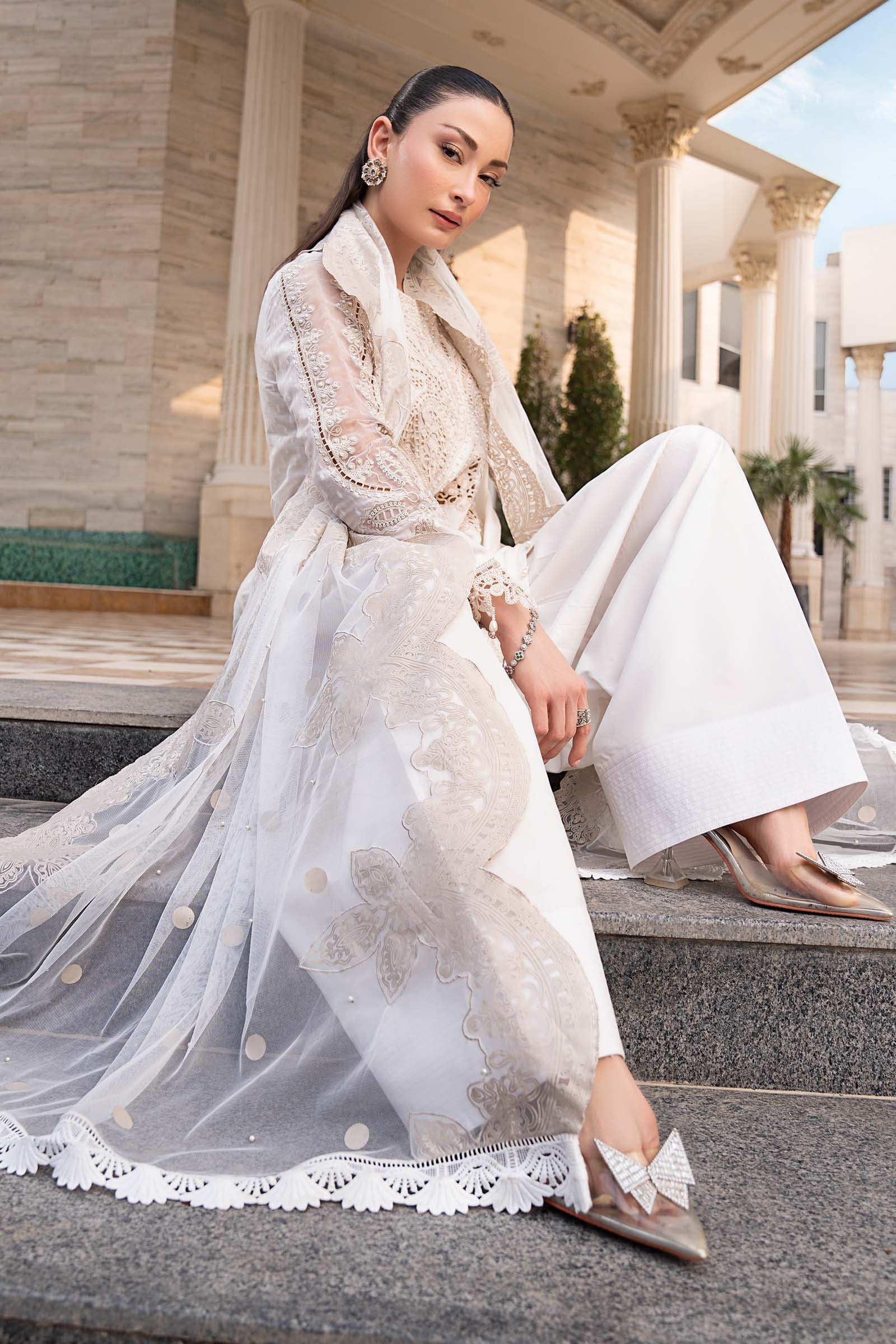 3 Piece Embroidered Jacquard Lawn Suit