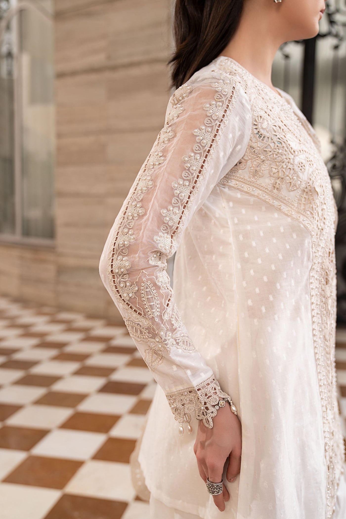 3 Piece Embroidered Jacquard Lawn Suit
