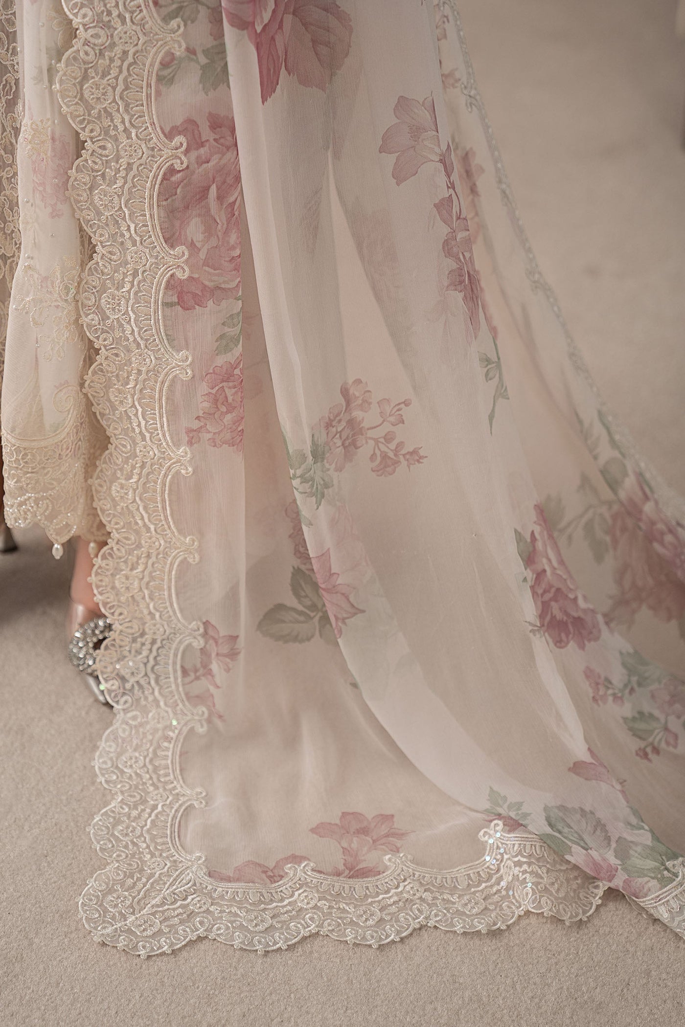 3 Piece Embroidered Chiffon Suit | MCS-25-101