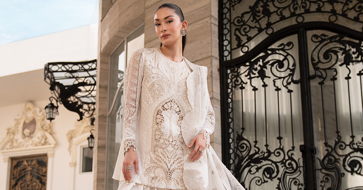 3 Piece Embroidered Jacquard Lawn Suit