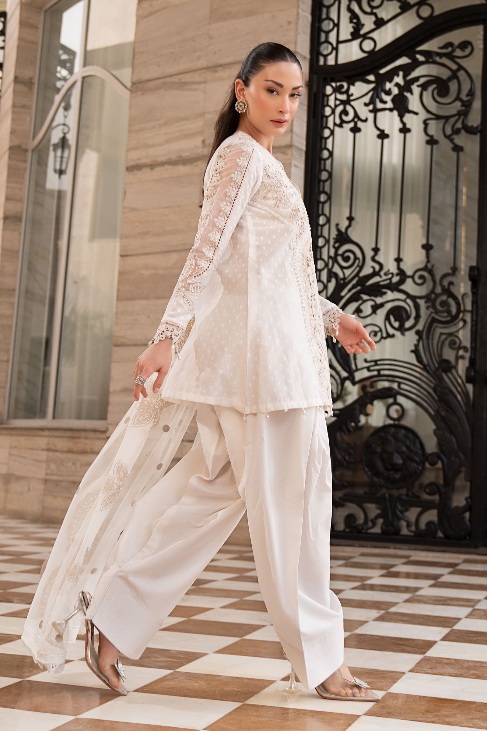 3 Piece Embroidered Jacquard Lawn Suit