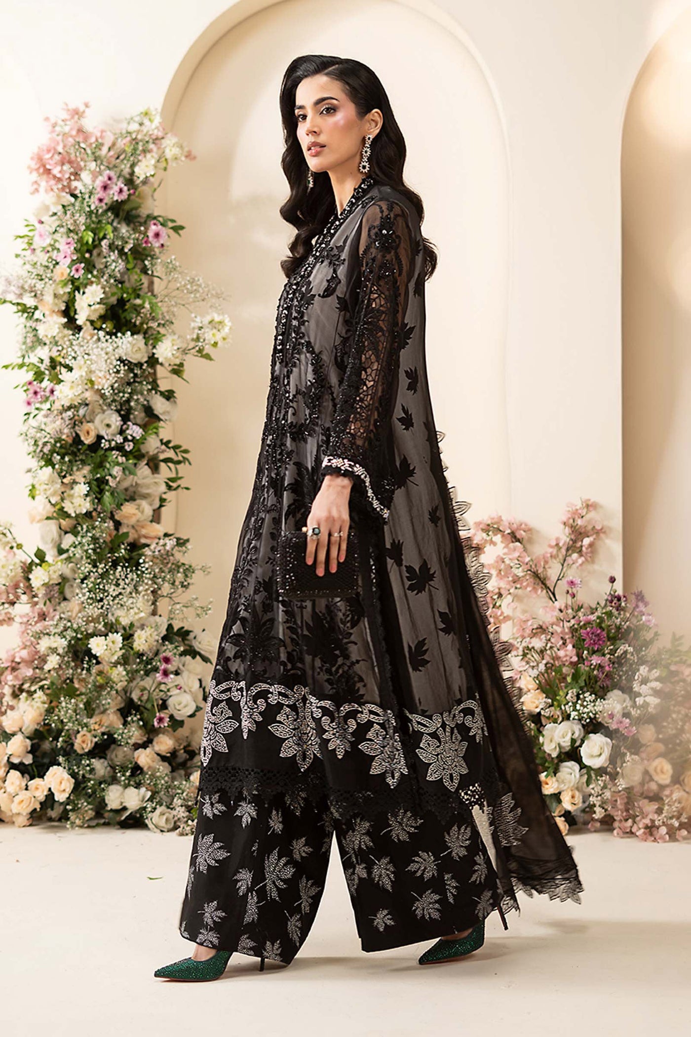 3 Piece Embroidered Chiffon Suit