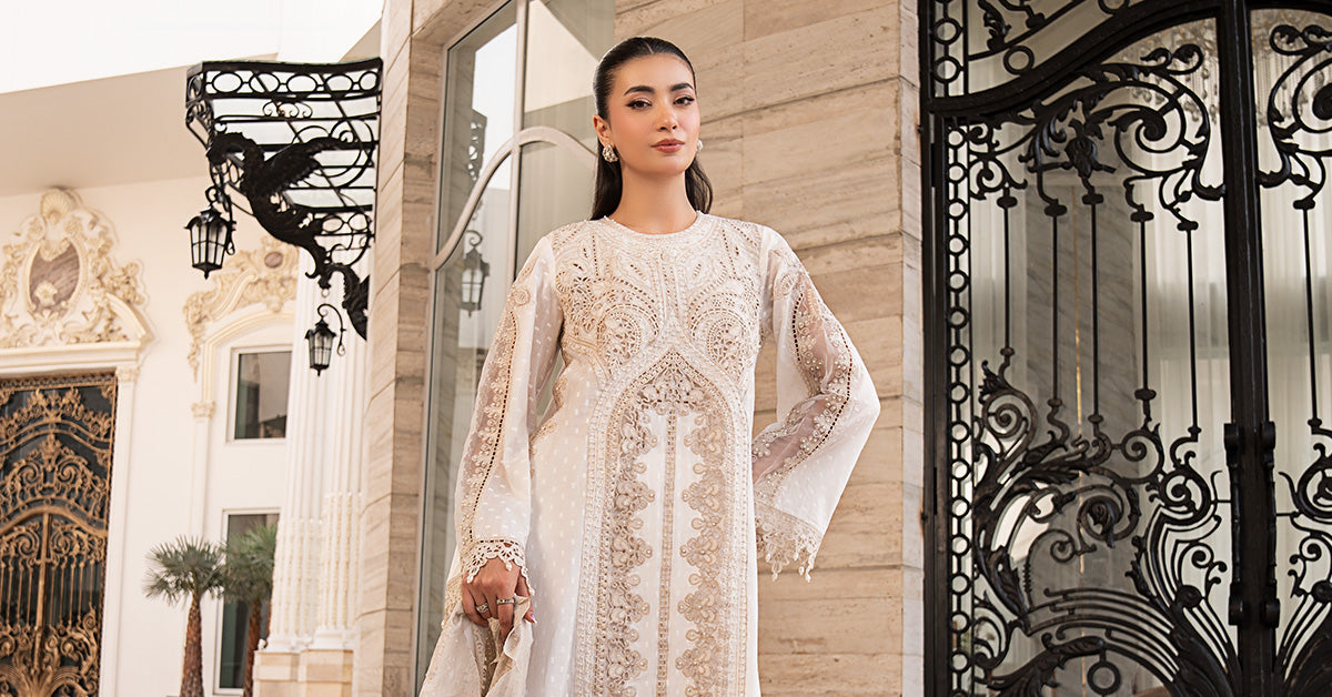 3 Piece Embroidered Jacquard Lawn Suit