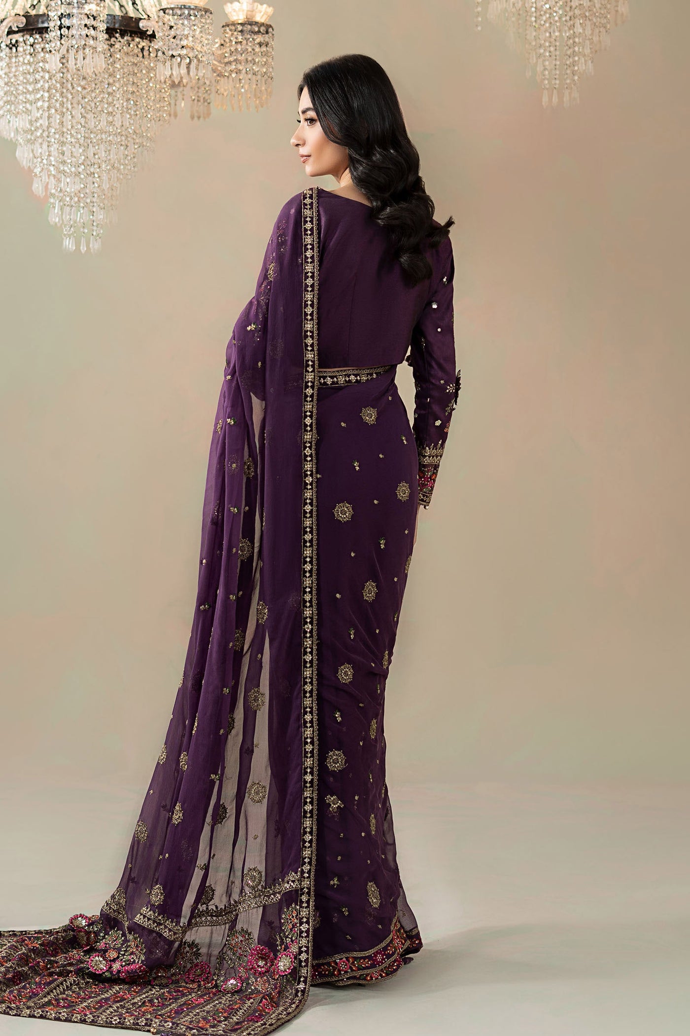 Embroidered Chiffon Saree