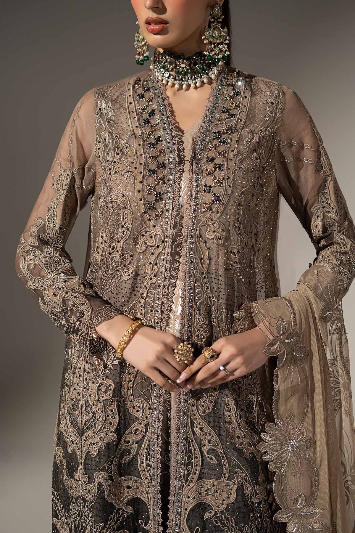 3 Piece Embroidered Chiffon Suit