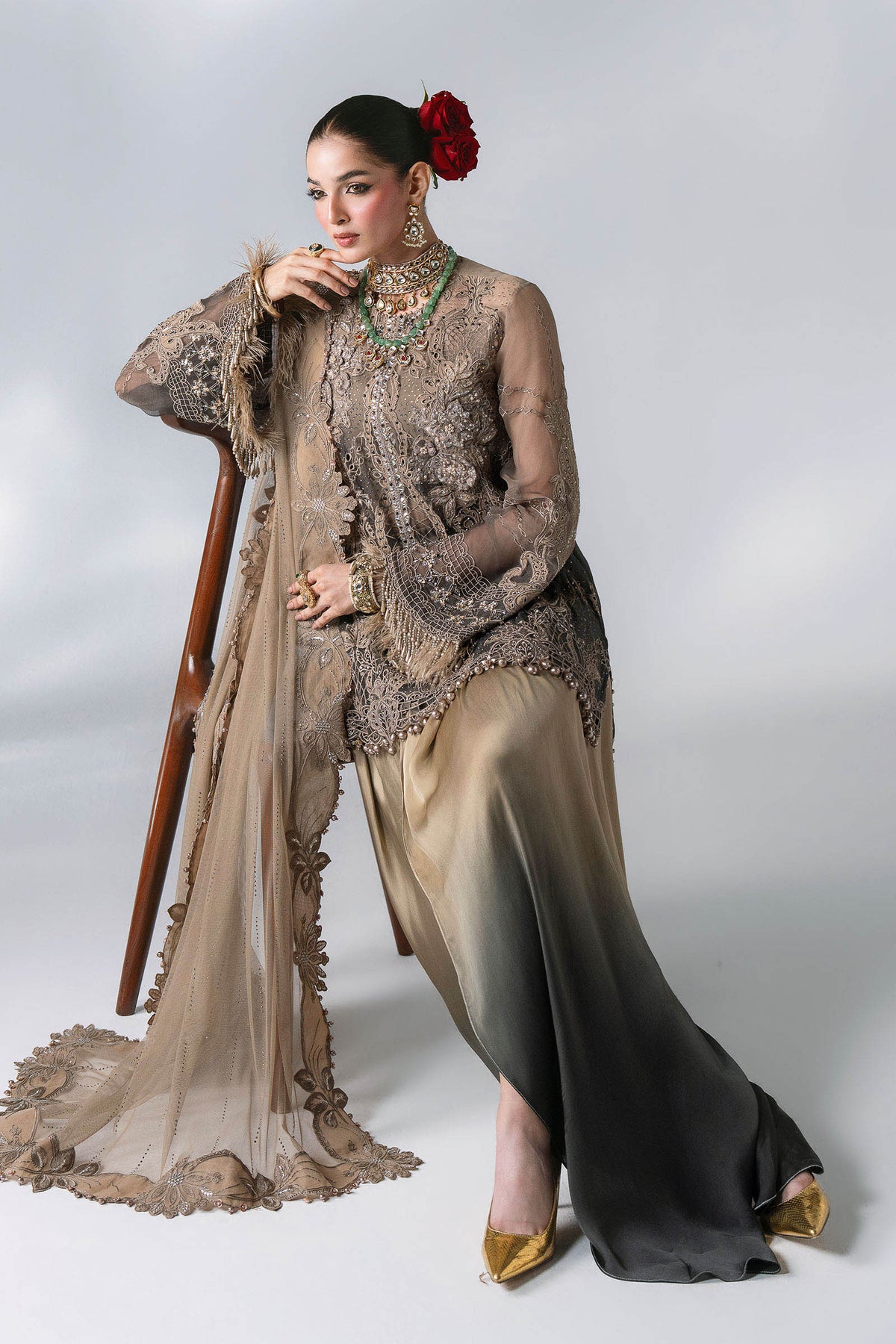 3 Piece Unstitched Embroidered Chiffon Suit