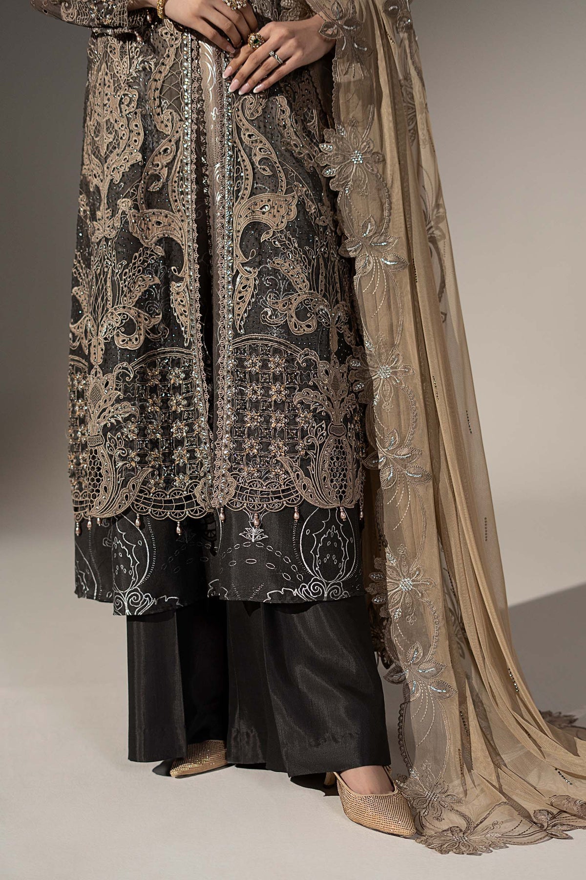 3 Piece Embroidered Chiffon Suit