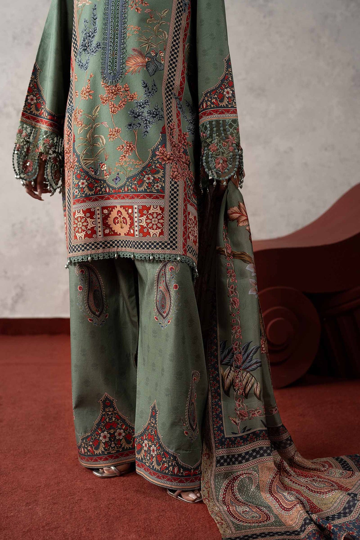3 Piece Embroidered Cambric Suit