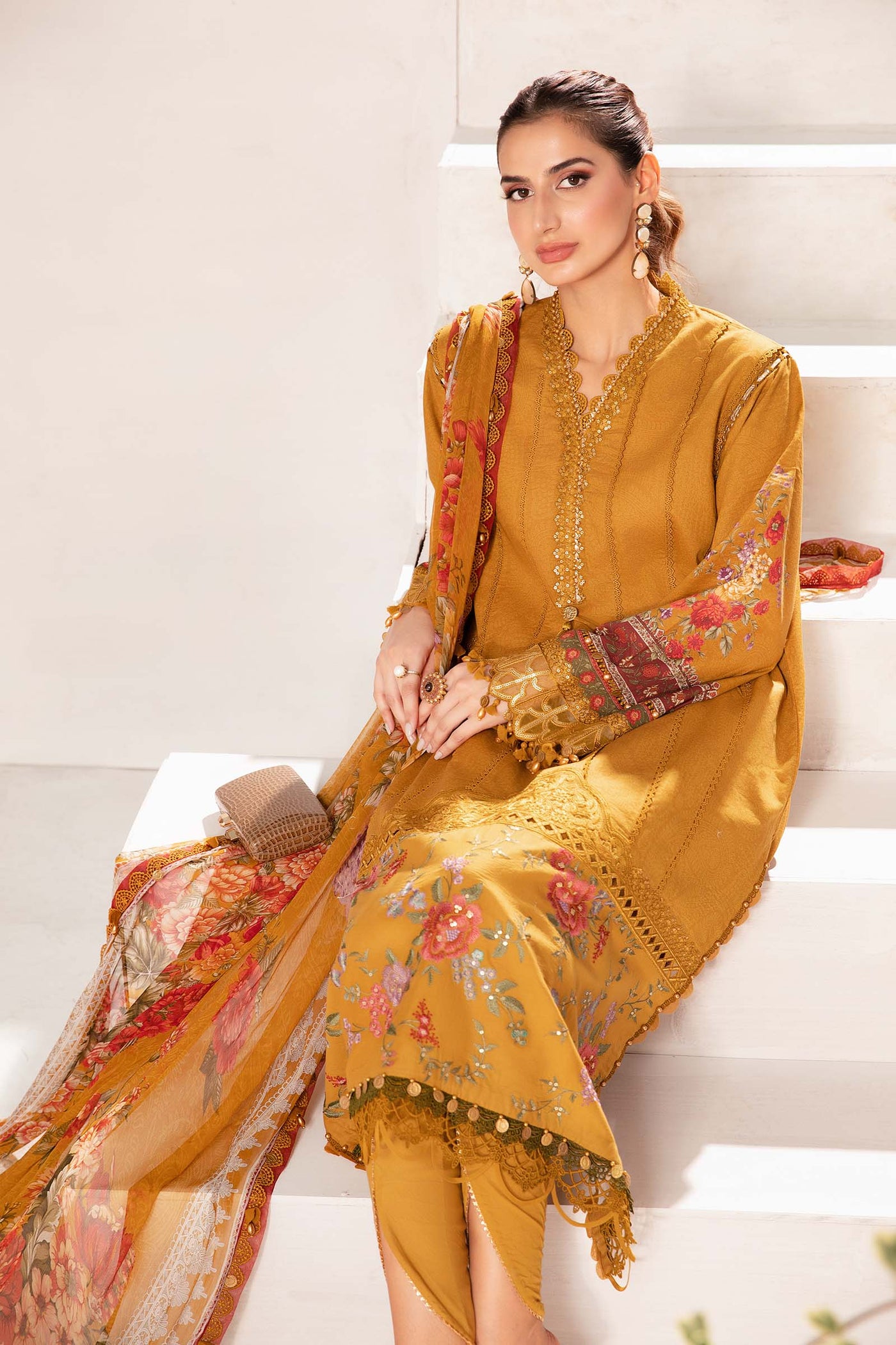 3 Piece Unstitched Printed Suit | Mpt-2202-A