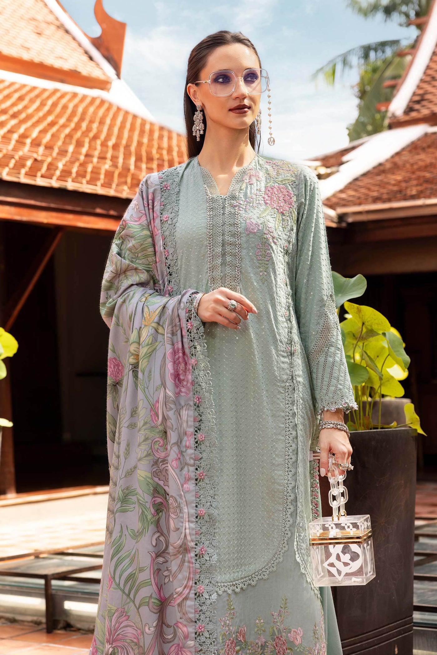 3 Piece Unstitched Embroidered Twill Linen Suit