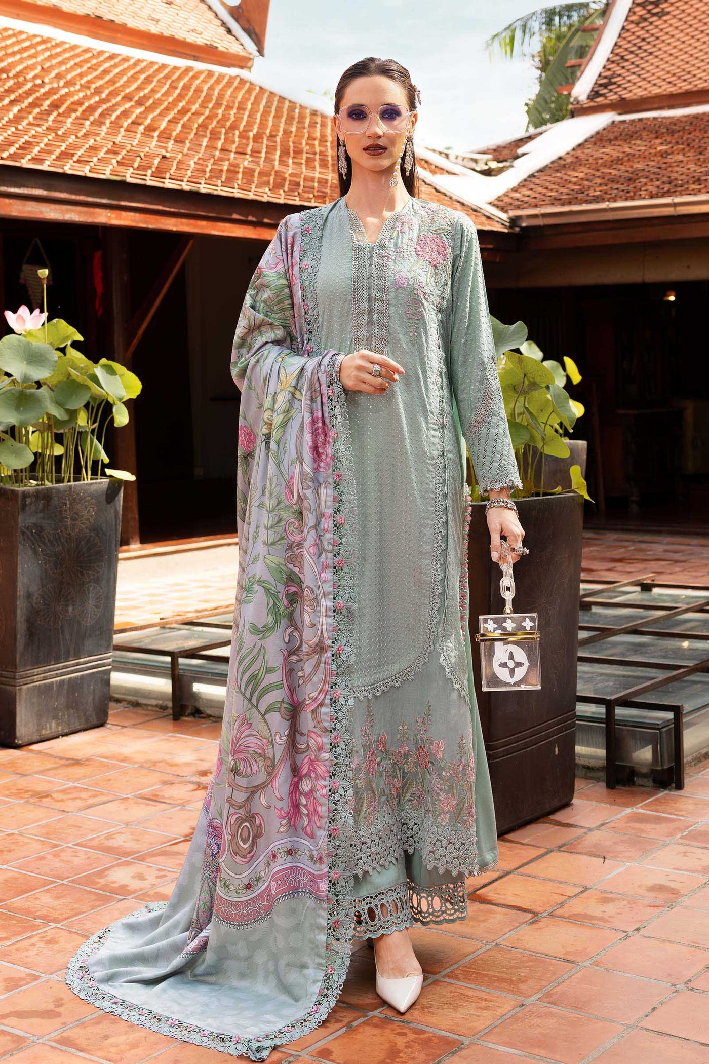 3 Piece Unstitched Embroidered Twill Linen Suit