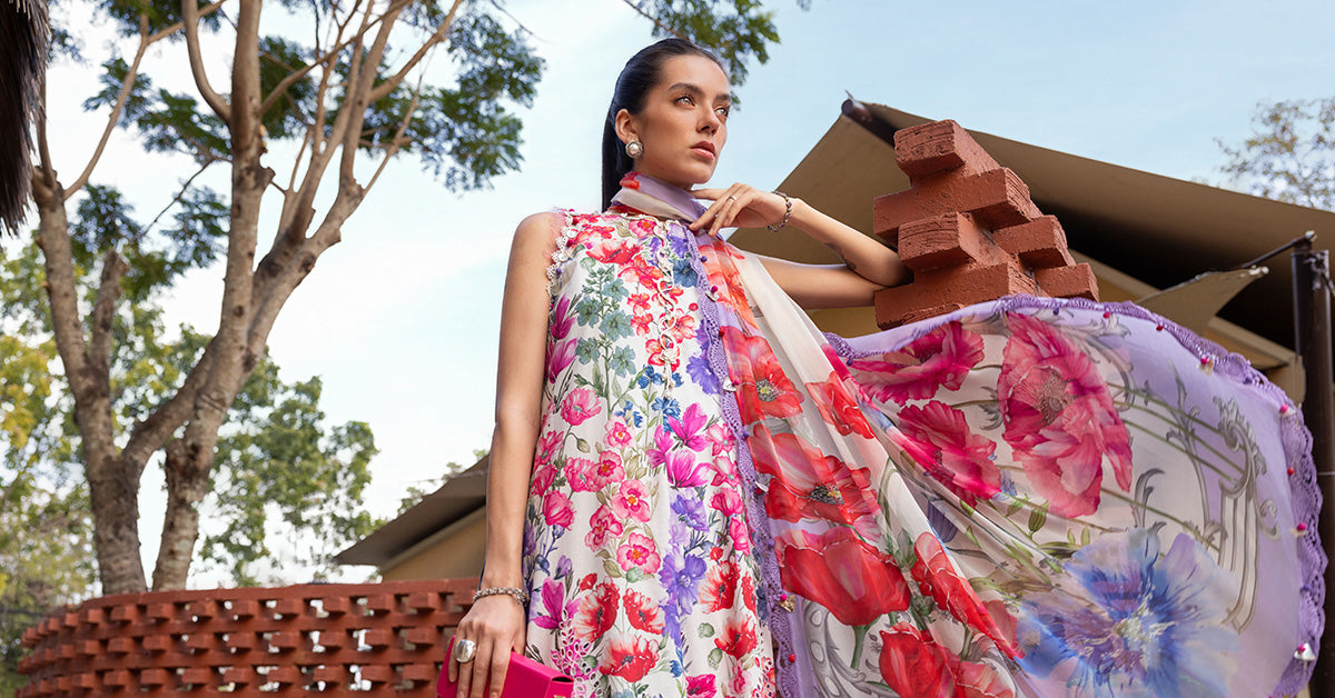 3 Piece Unstitched Embroidered Lawn Suit