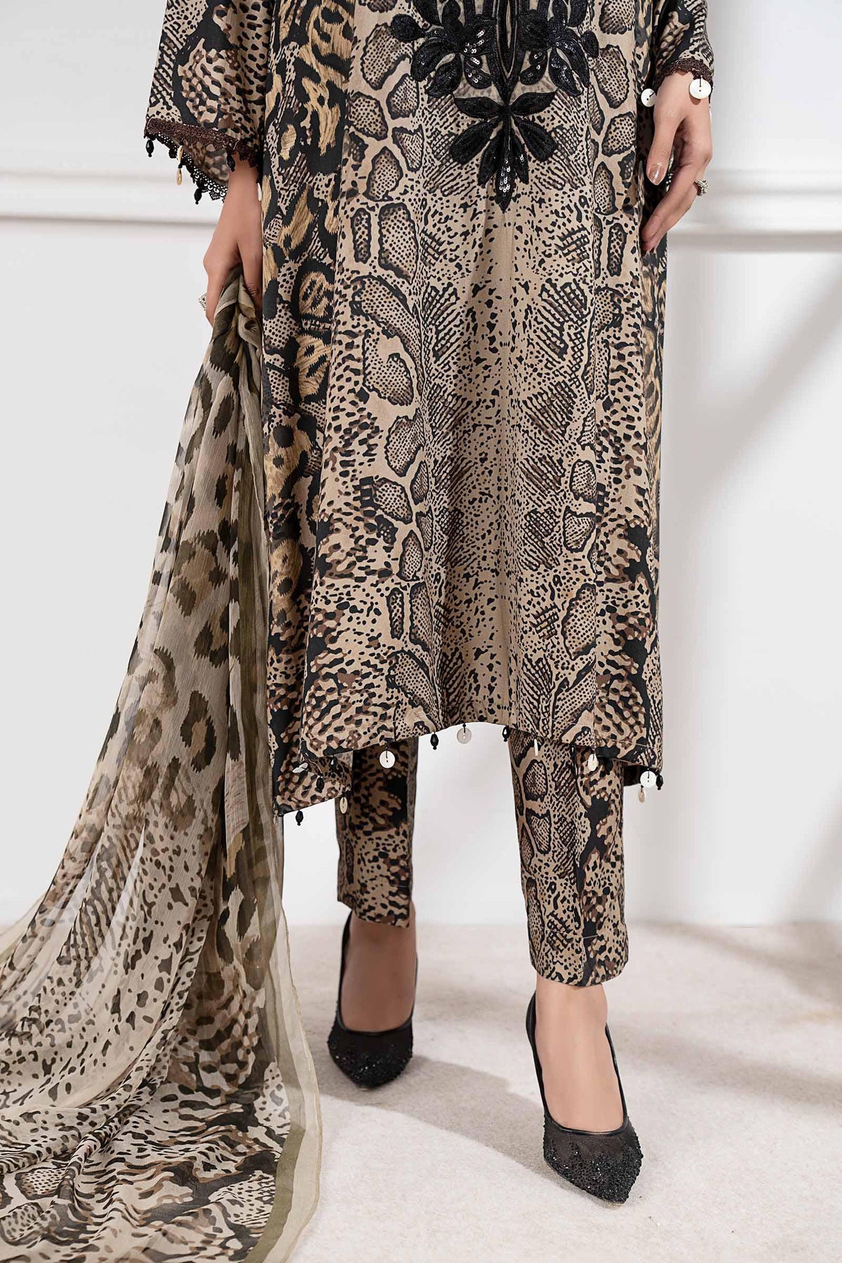 3 Piece Embroidered Linen Suit