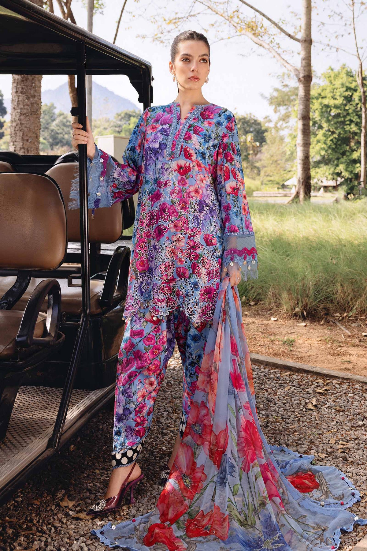 3 Piece Unstitched Embroidered Lawn Suit - MPB2902-999-00B