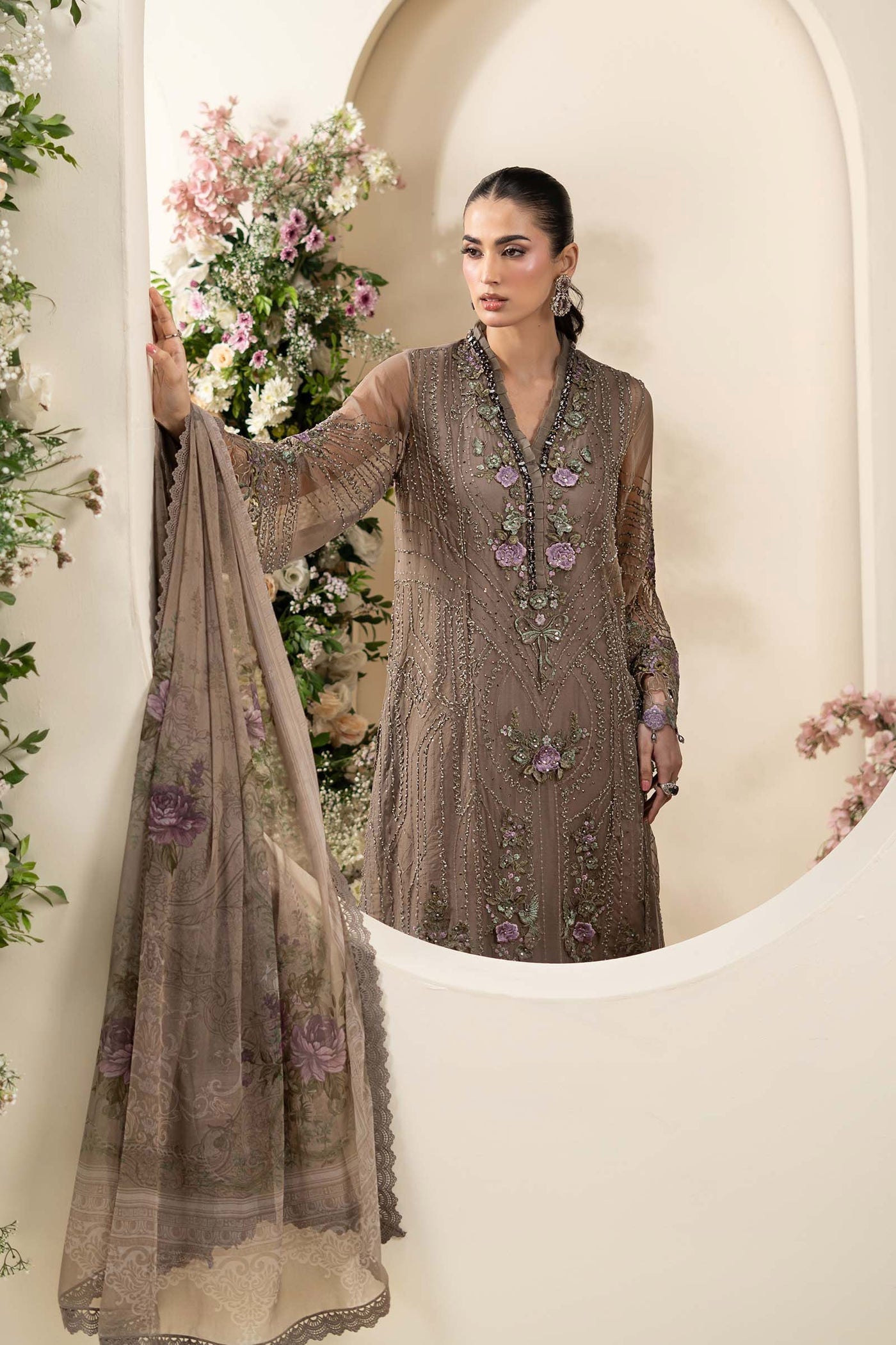 3 Piece Embroidered Chiffon Suit