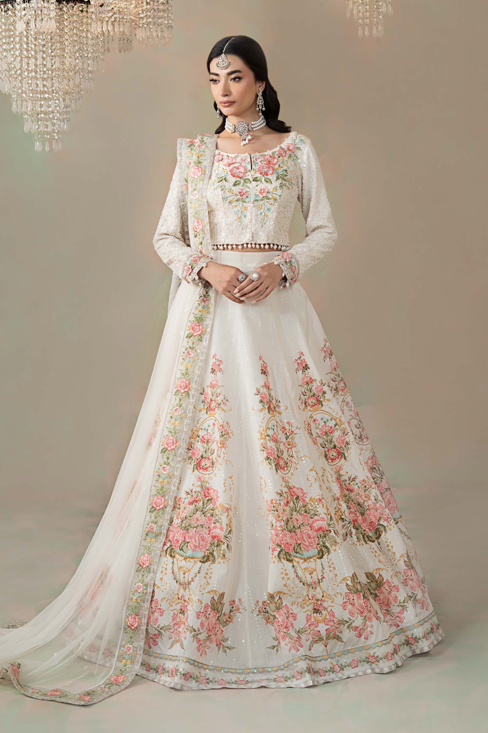3 Piece Embroidered Raw Silk Suit