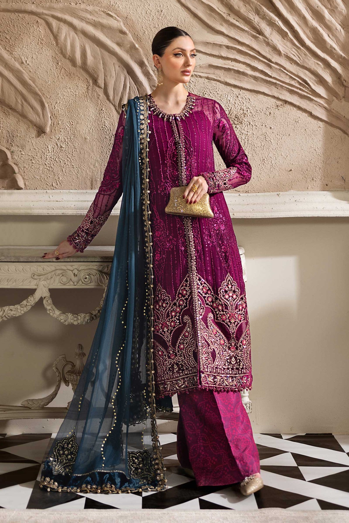 3 Piece Unstitched Embroidered Chiffon Suit | MPC-25-102 (MPC-25-102)