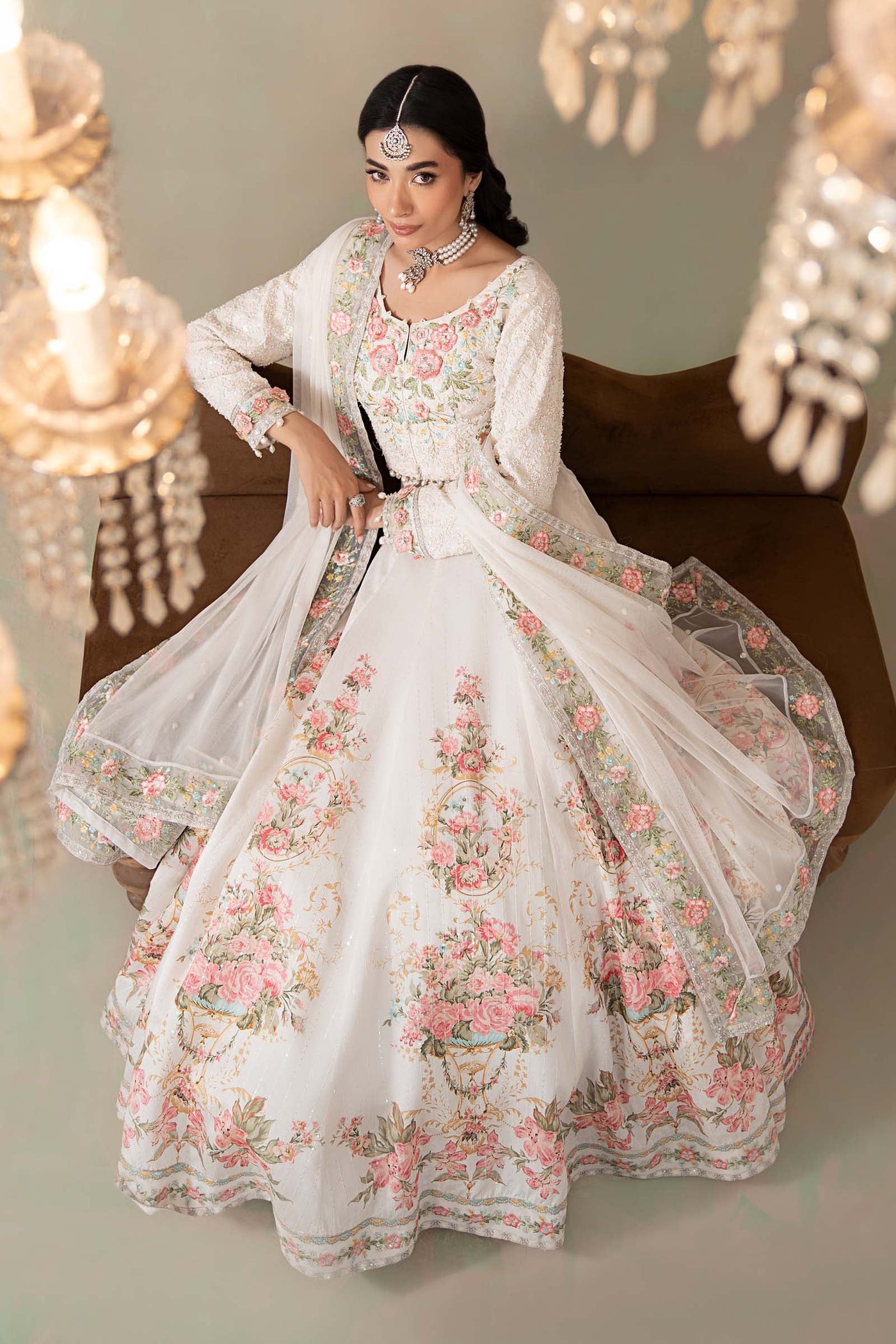 3 Piece Embroidered Raw Silk Suit