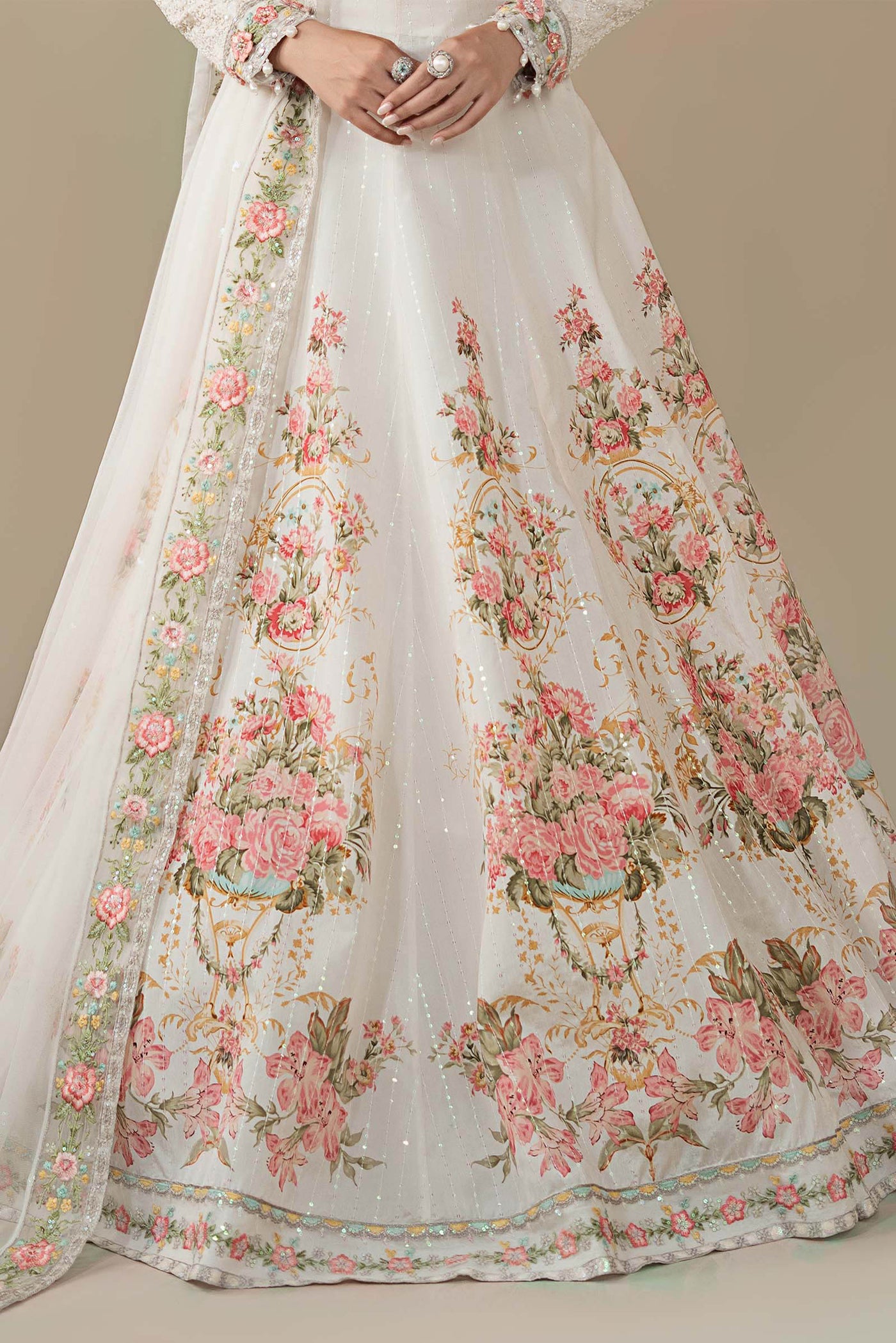 3 Piece Embroidered Raw Silk Suit