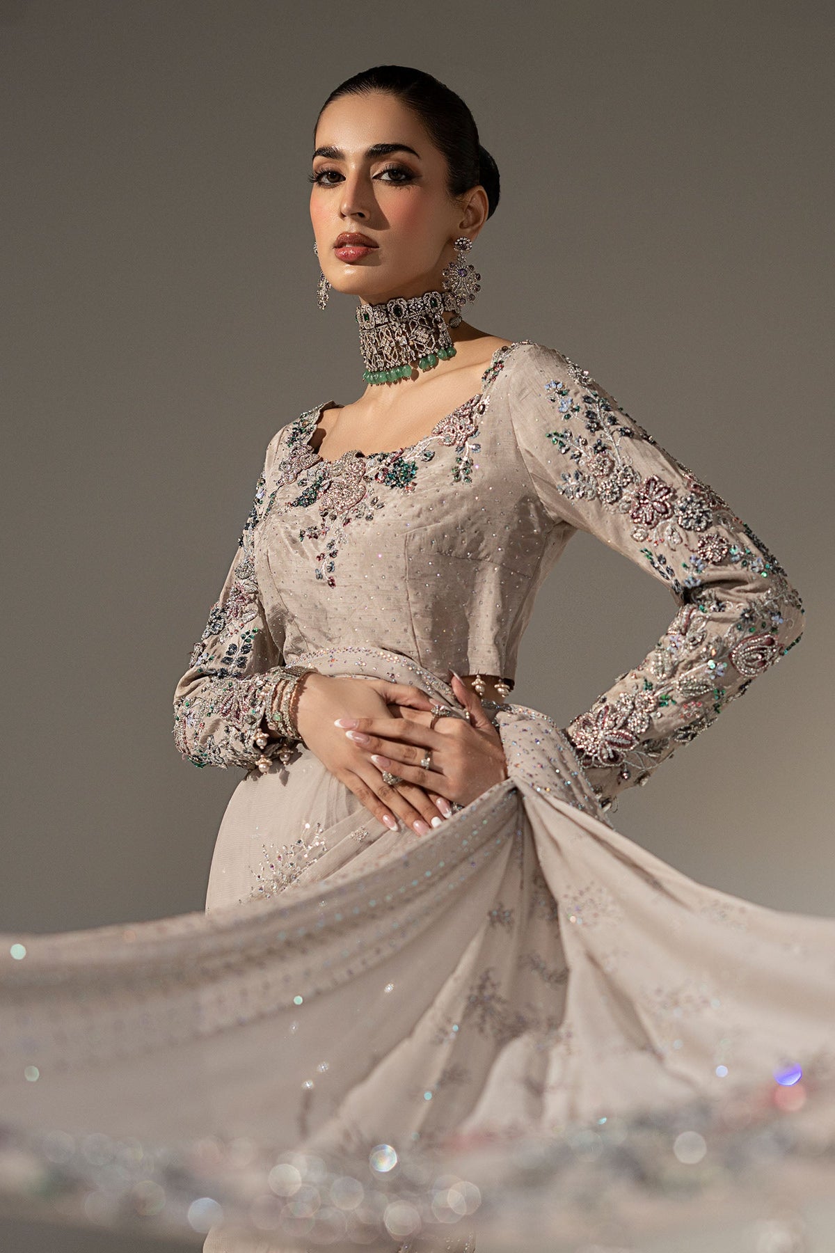 Embroidered Chiffon Saree