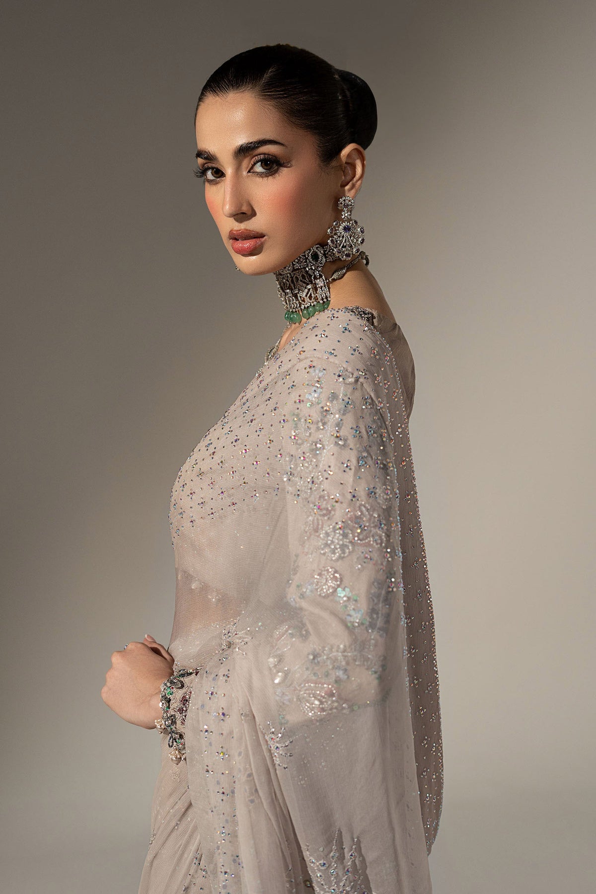 Embroidered Chiffon Saree