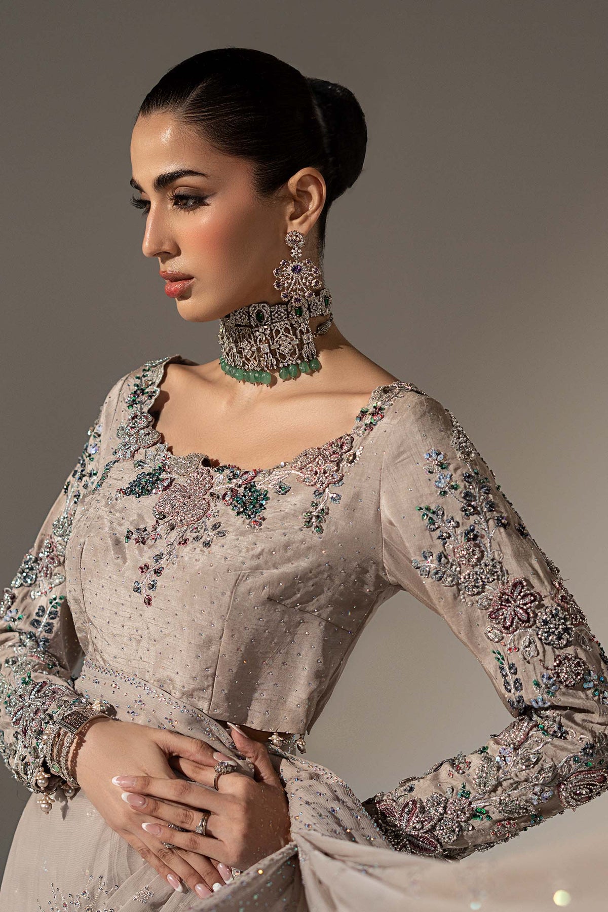 Embroidered Chiffon Saree
