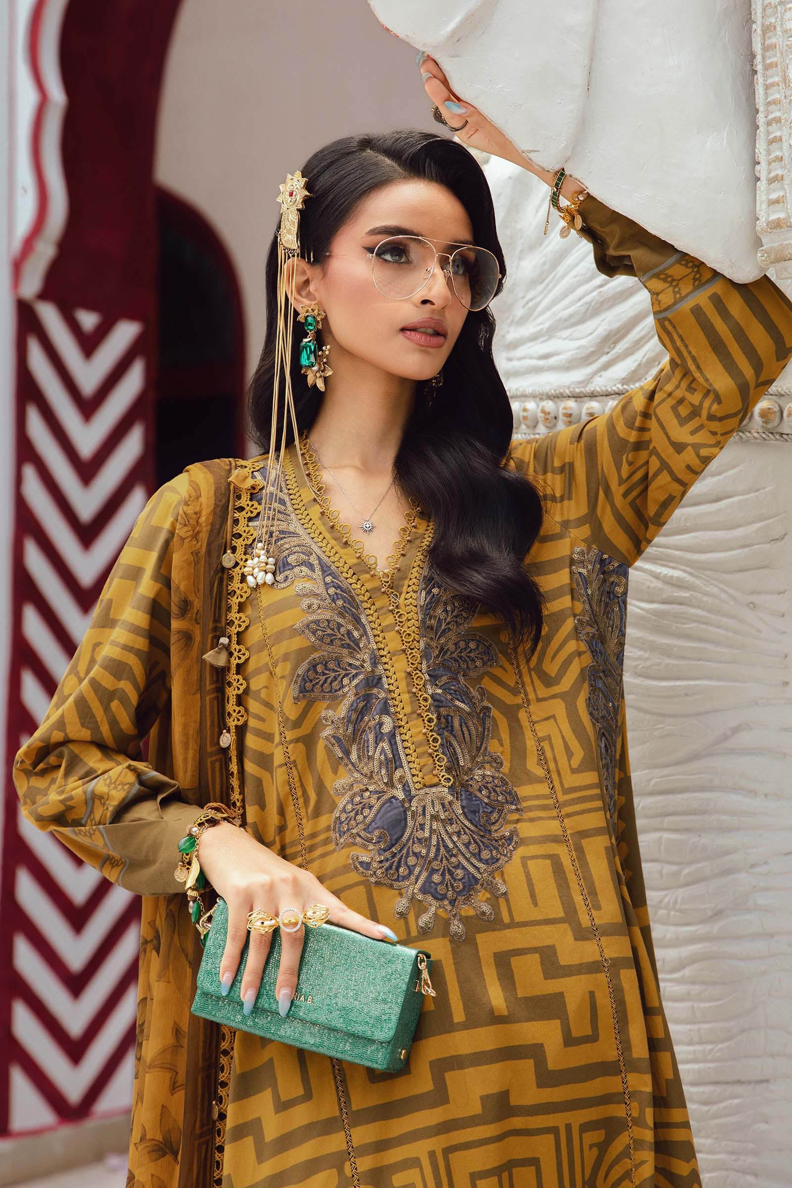 3 Piece Unstitched Embroidered Cambric Suit | MPT-2706-A
