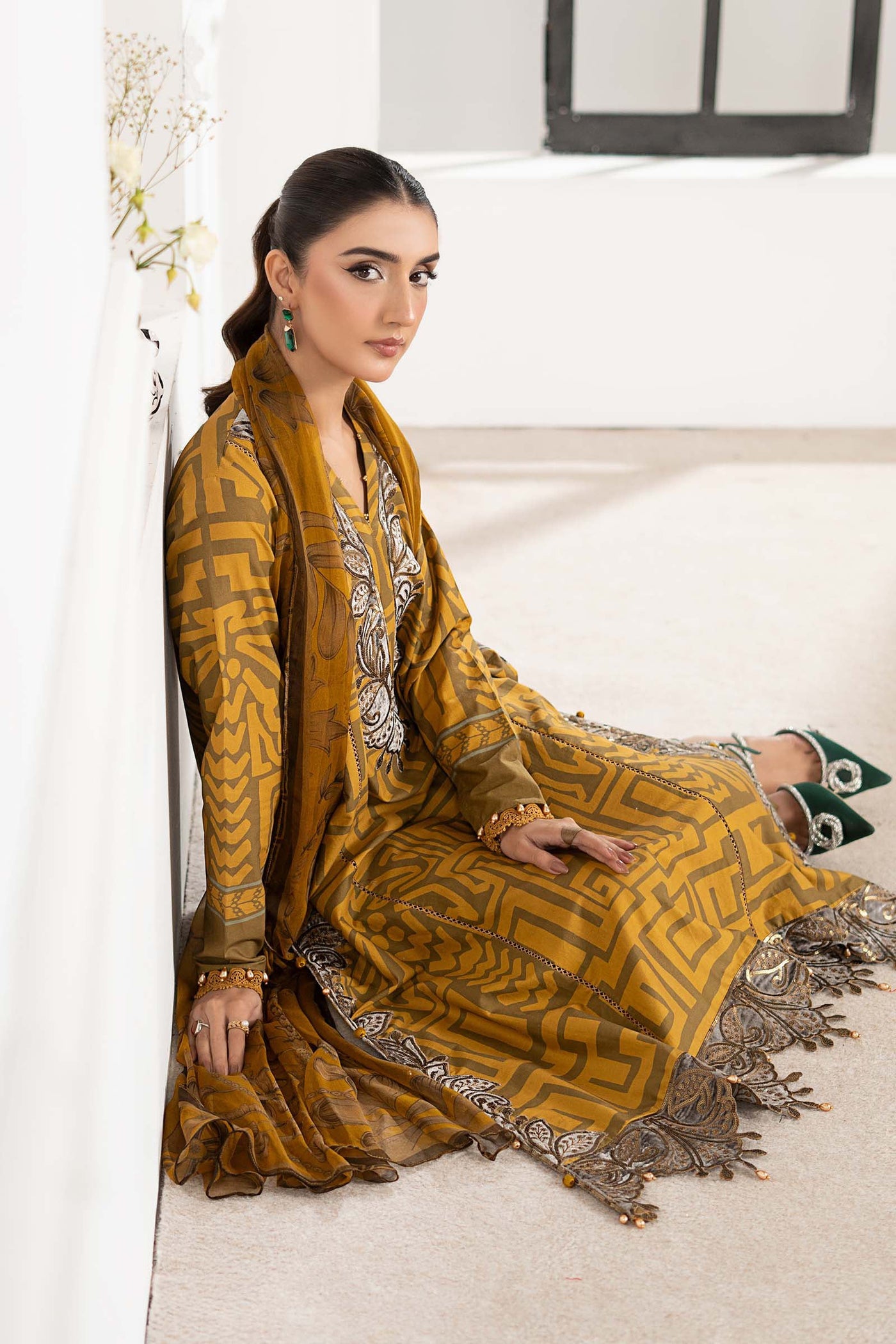 3 Piece Embroidered Cambric Suit