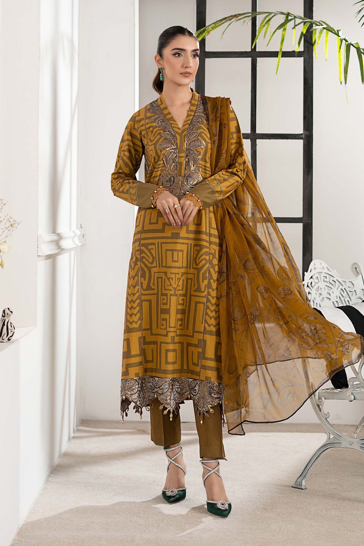 3 Piece Embroidered Cambric Suit