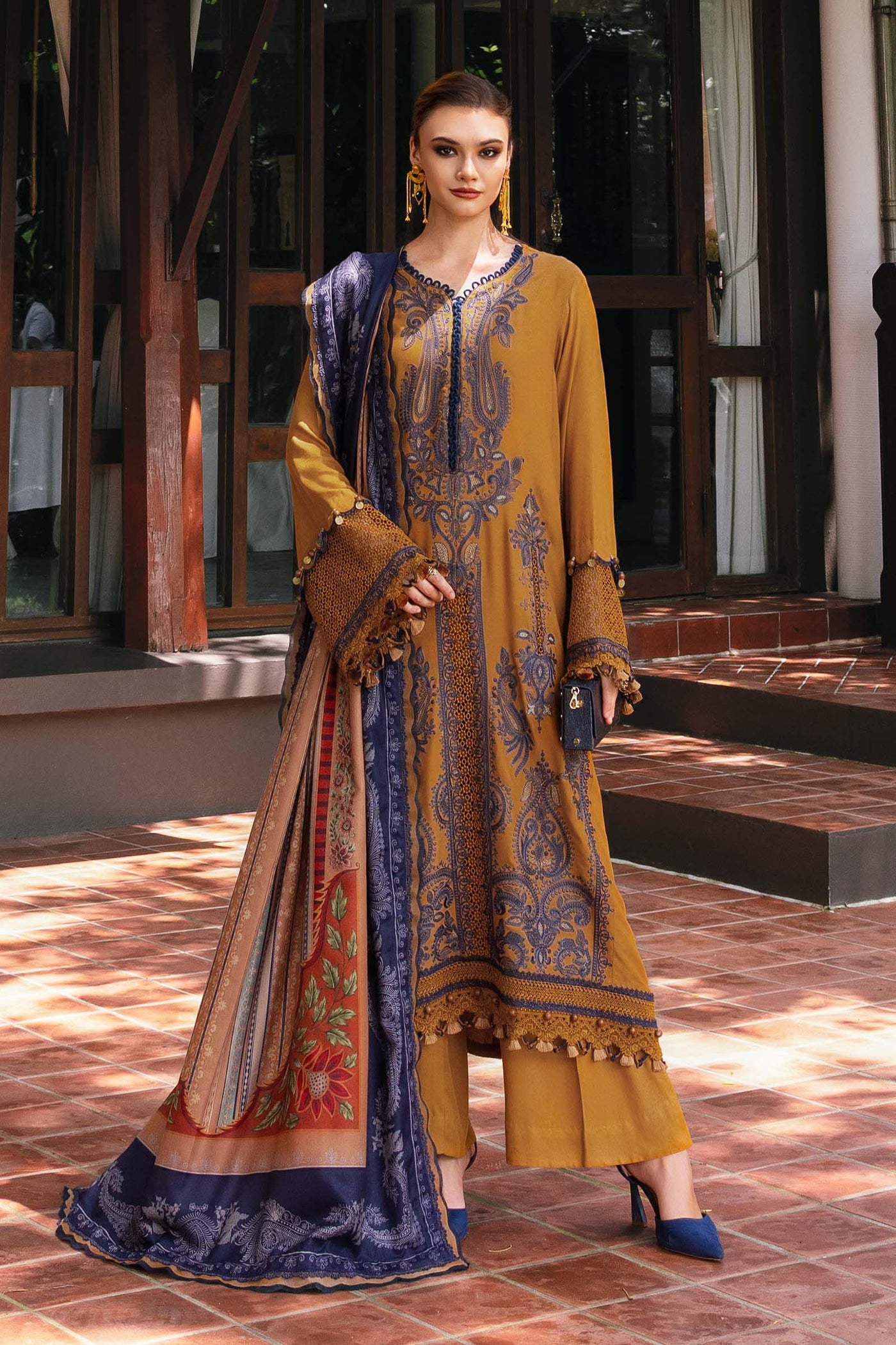 3 Piece Unstitched Embroidered Twill Linen Suit