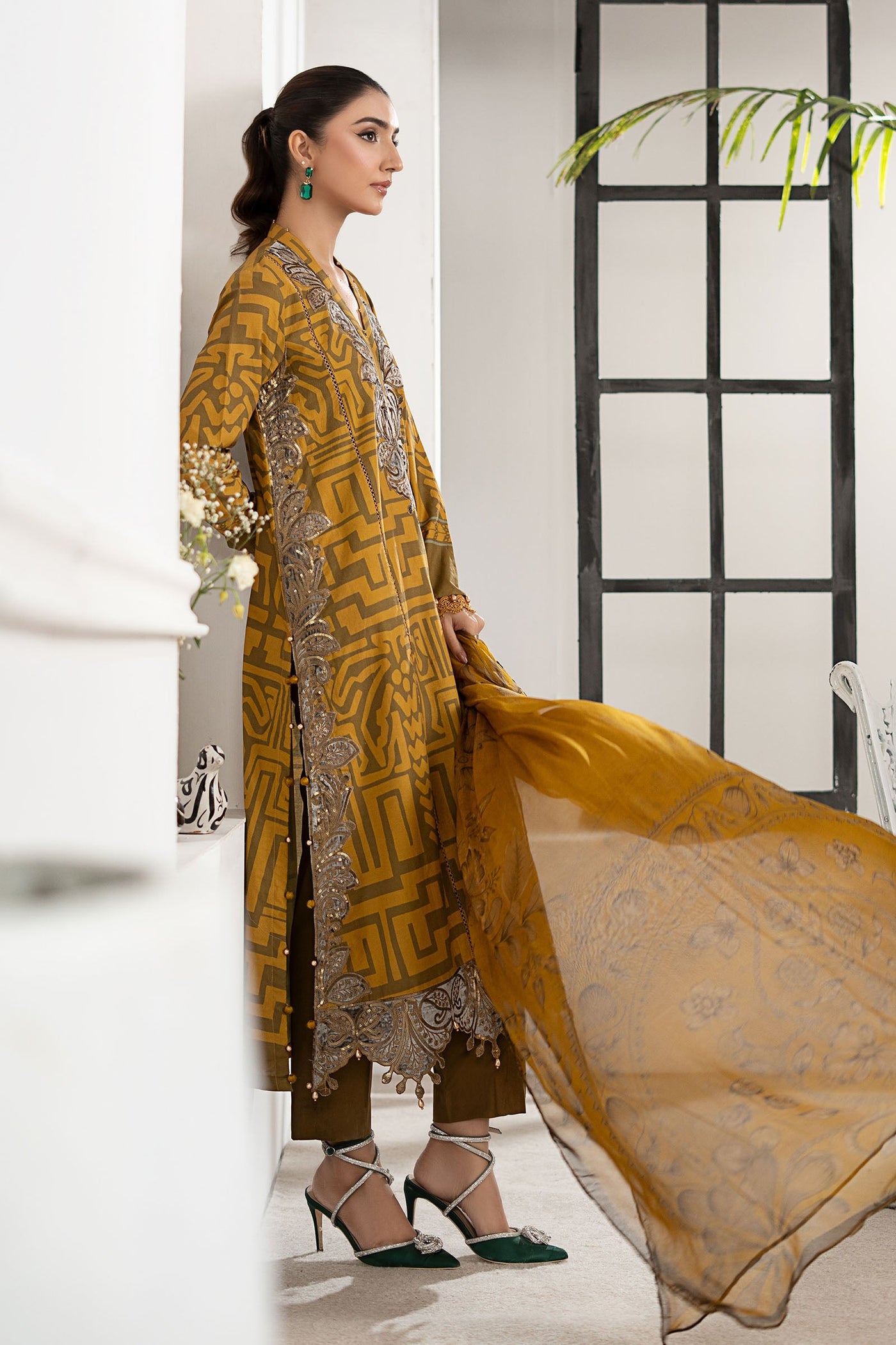 3 Piece Embroidered Cambric Suit