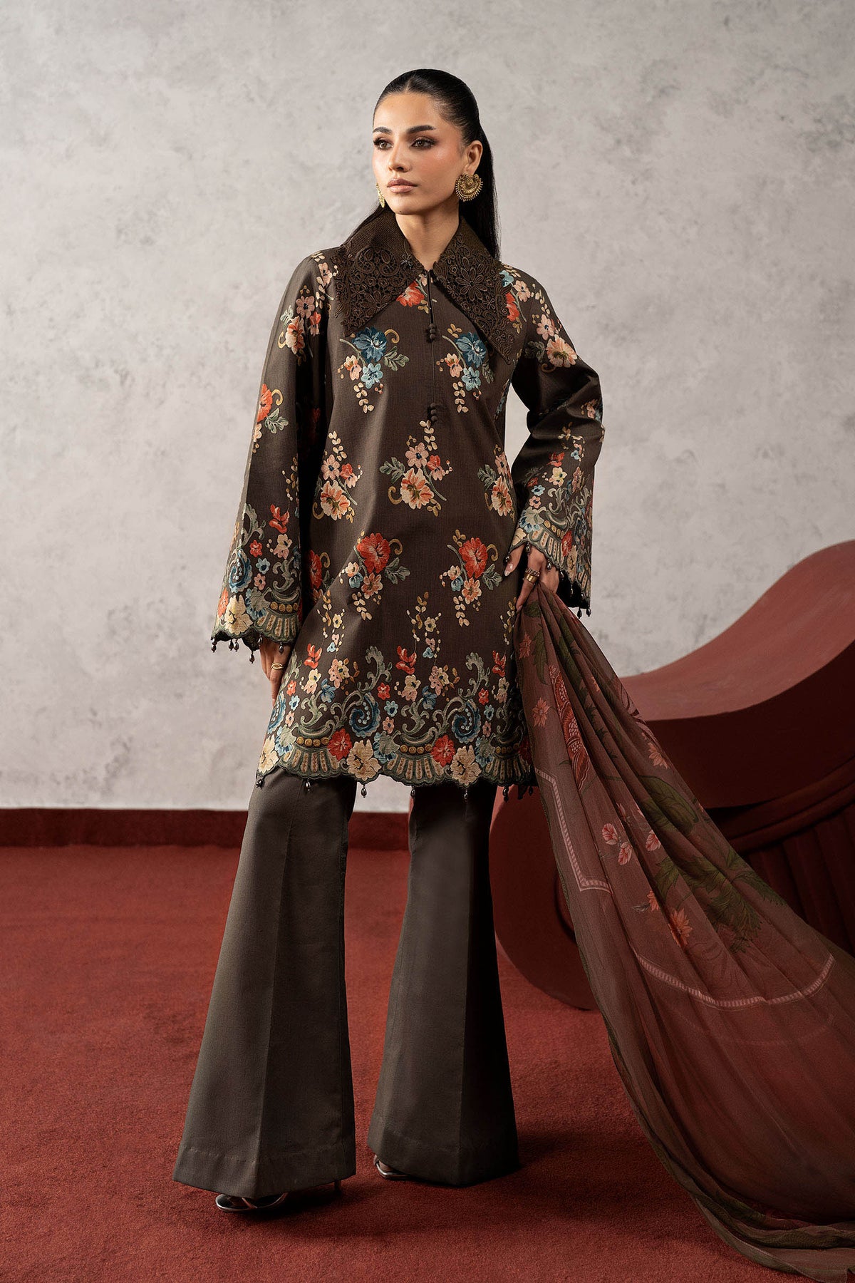 3 Piece Embroidered Cambric Suit