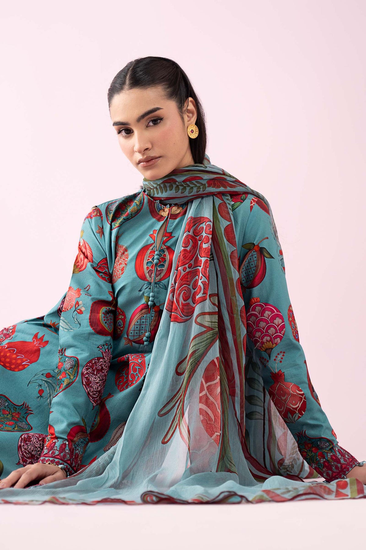 3 Piece Embroidered Lawn Suit - MS2903B-SML-00B