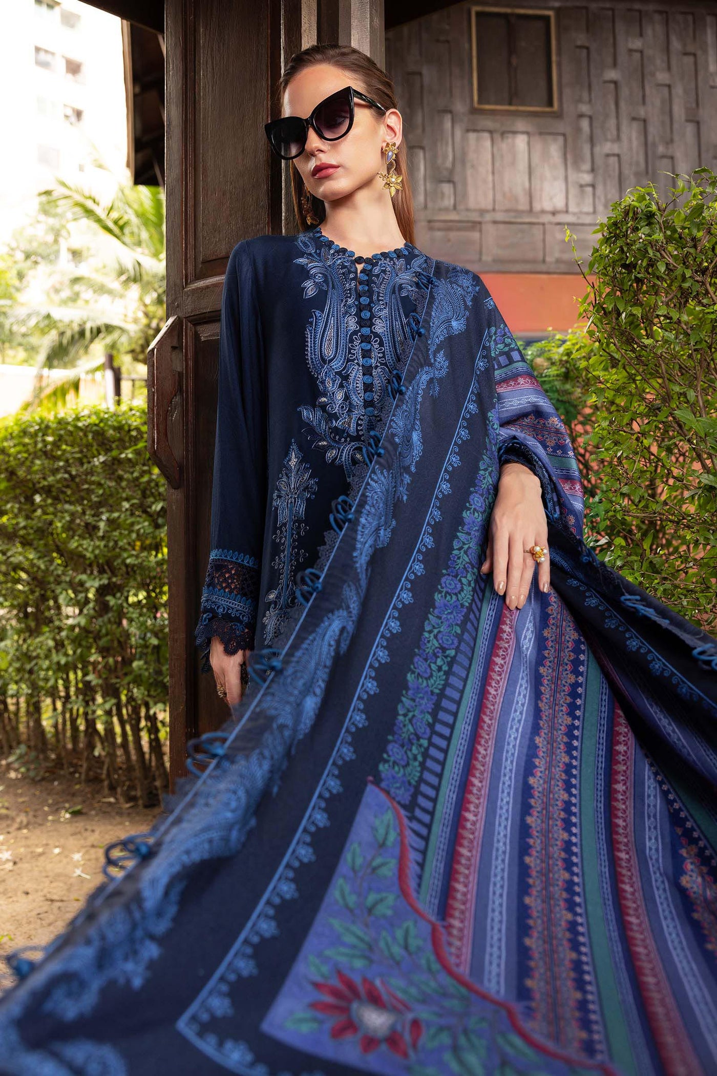 3 Piece Unstitched Embroidered Twill Linen Suit