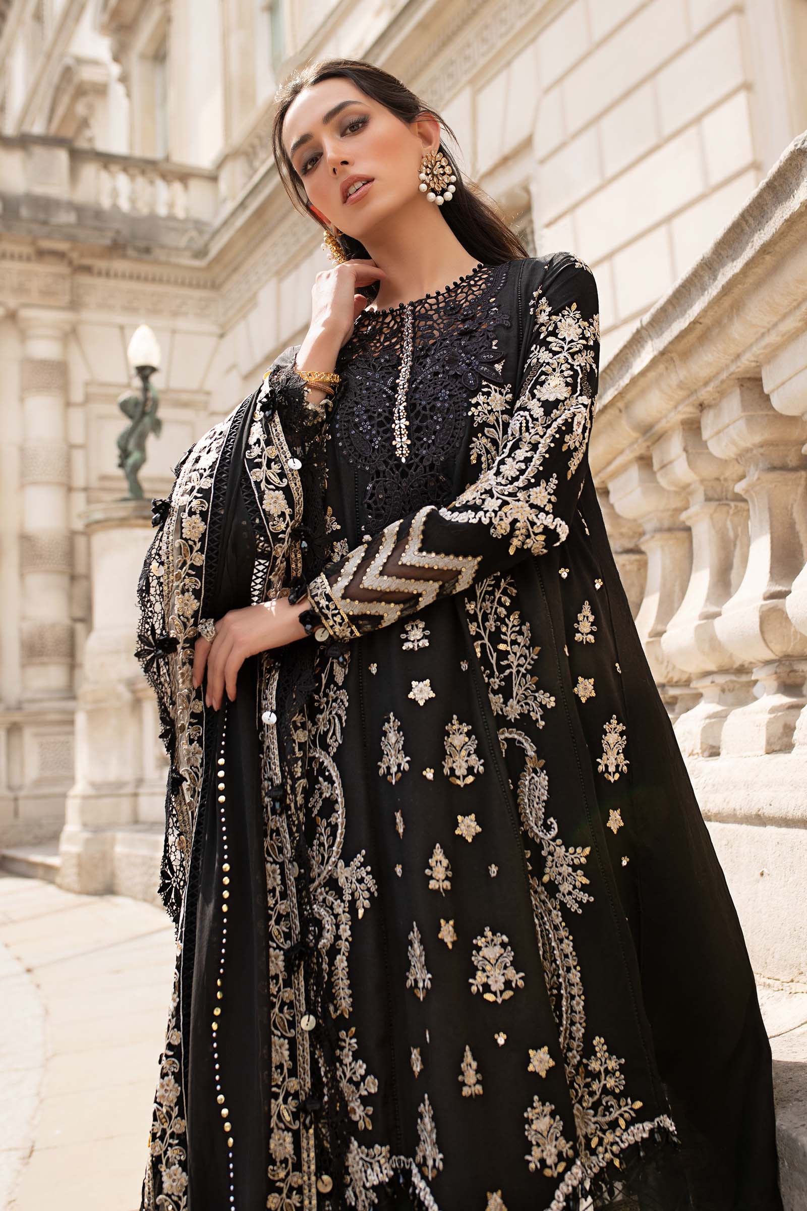3 Piece Unstitched Embroidered Raw Silk Suit
